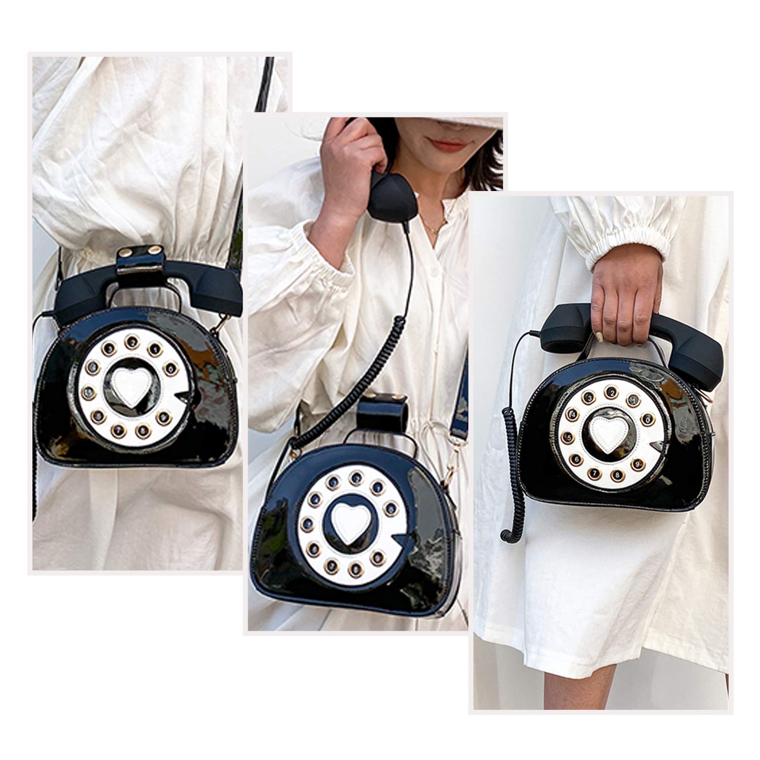 SUKUTU Retro Telephone Shaped Purse - Women's Crossbody Shoulder Bag & Top Handle Handbag for Girls - Perfect for Parties, Date Nights & Vintage Fashion Outfits