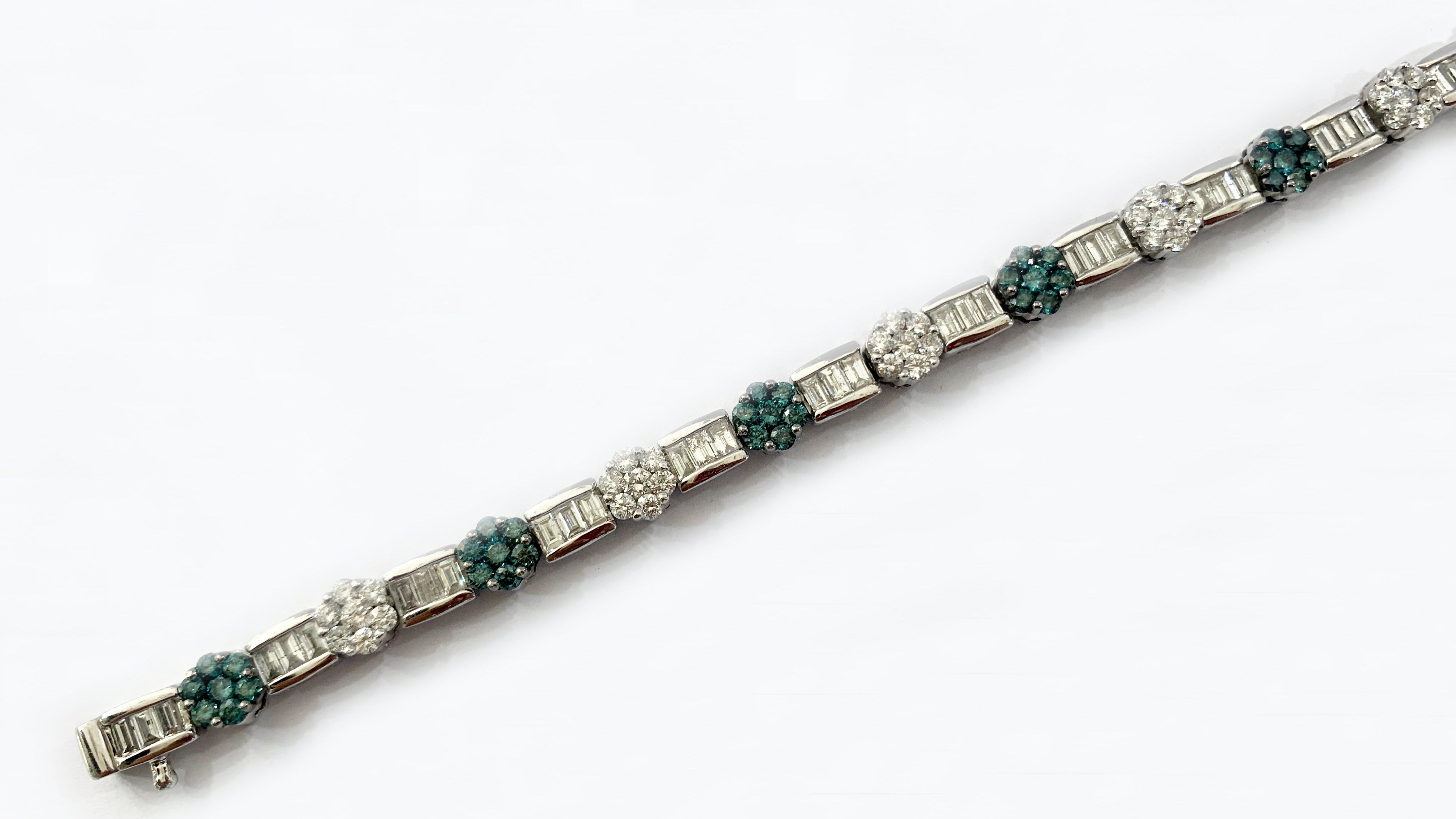 14K White Gold Blue Diamond Bracelet for Women - Elegant Tennis Bracelet for Weddings, Anniversaries & Special Occasions