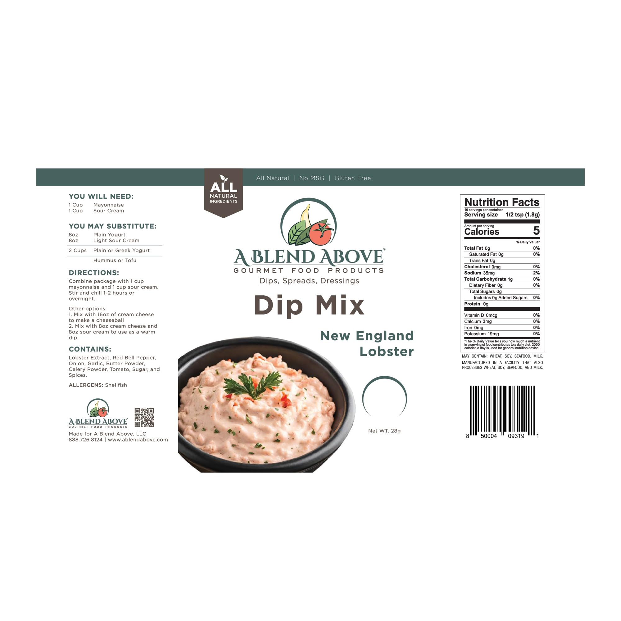 Premium New England Lobster Dip Mix Variety Pack - 3 Pack (1oz Each) | Gluten-Free, All Natural, No MSG or Preservatives | Low Carb Seafood & Vegetable Dip Mix | Perfect for Parties, Game Nights & Holiday Gatherings