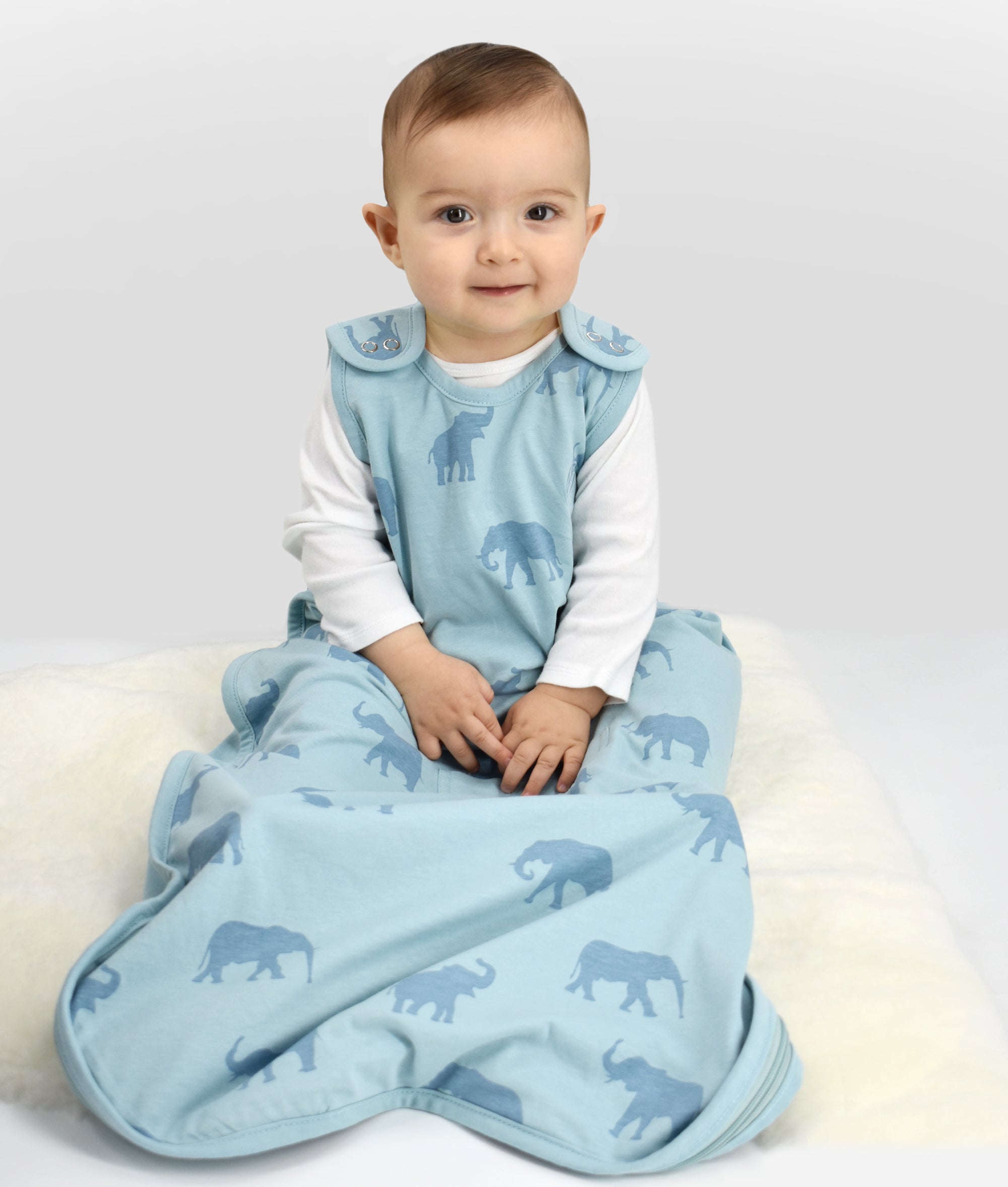 Ecolino® Adjustable Baby Sleep Sack - 100% Organic Cotton, Universal Size for 2 Months to 2 Years, Elephant Design - Perfect for Nursery, Daycare & Travel