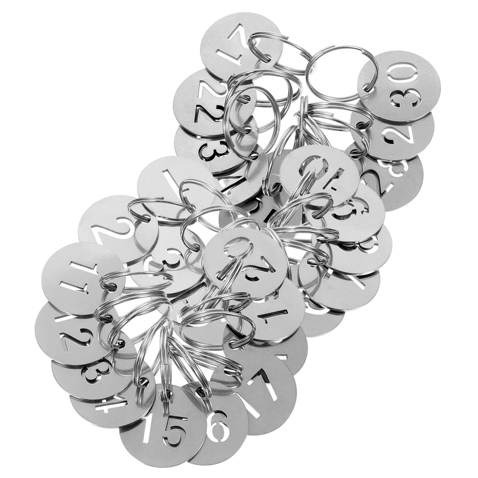 WRITWAA 30 Pcs Metal Keychain Tags with Numbers - Durable Key Tags for Easy Organization & Identification - Perfect for Home, Office, School and Event Key Management