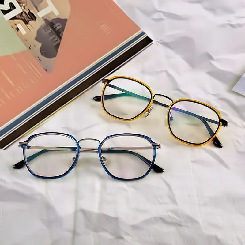 Stylish Aimee Unisex Full Rim Polygon Square Acetate Alloy Eyeglasses Frame 54137 - Perfect for Work, Reading & Fashion Accessories