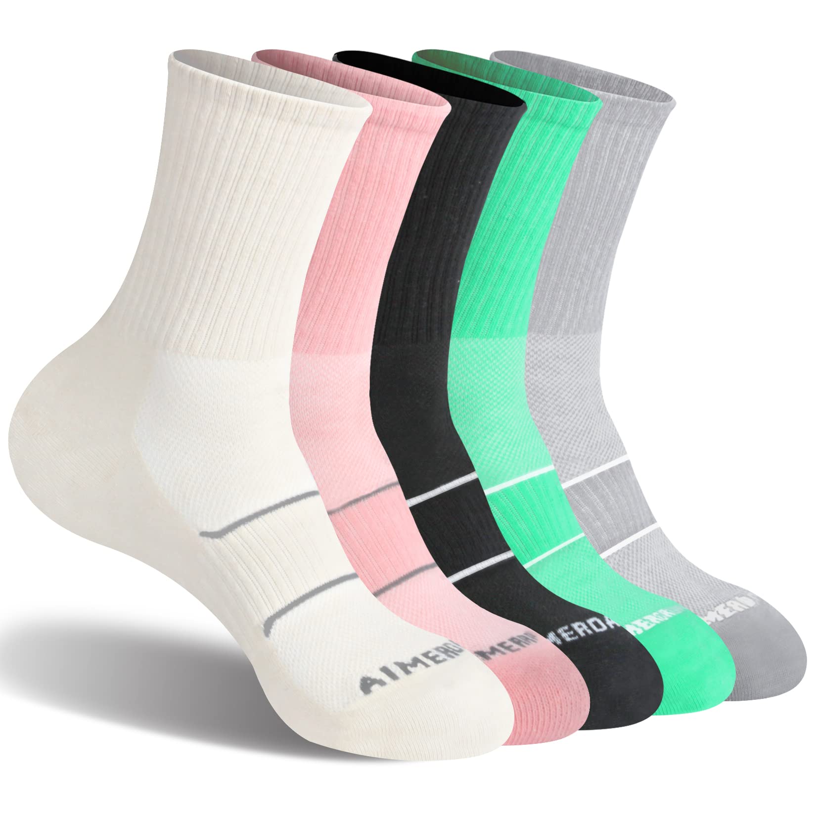 Performance Crew Socks for Women - Arch Support Compression Athletic Running Socks - Breathable Moisture-Wicking Sports Quarter Socks - Ideal for Running, Gym Workouts & Active Lifestyle