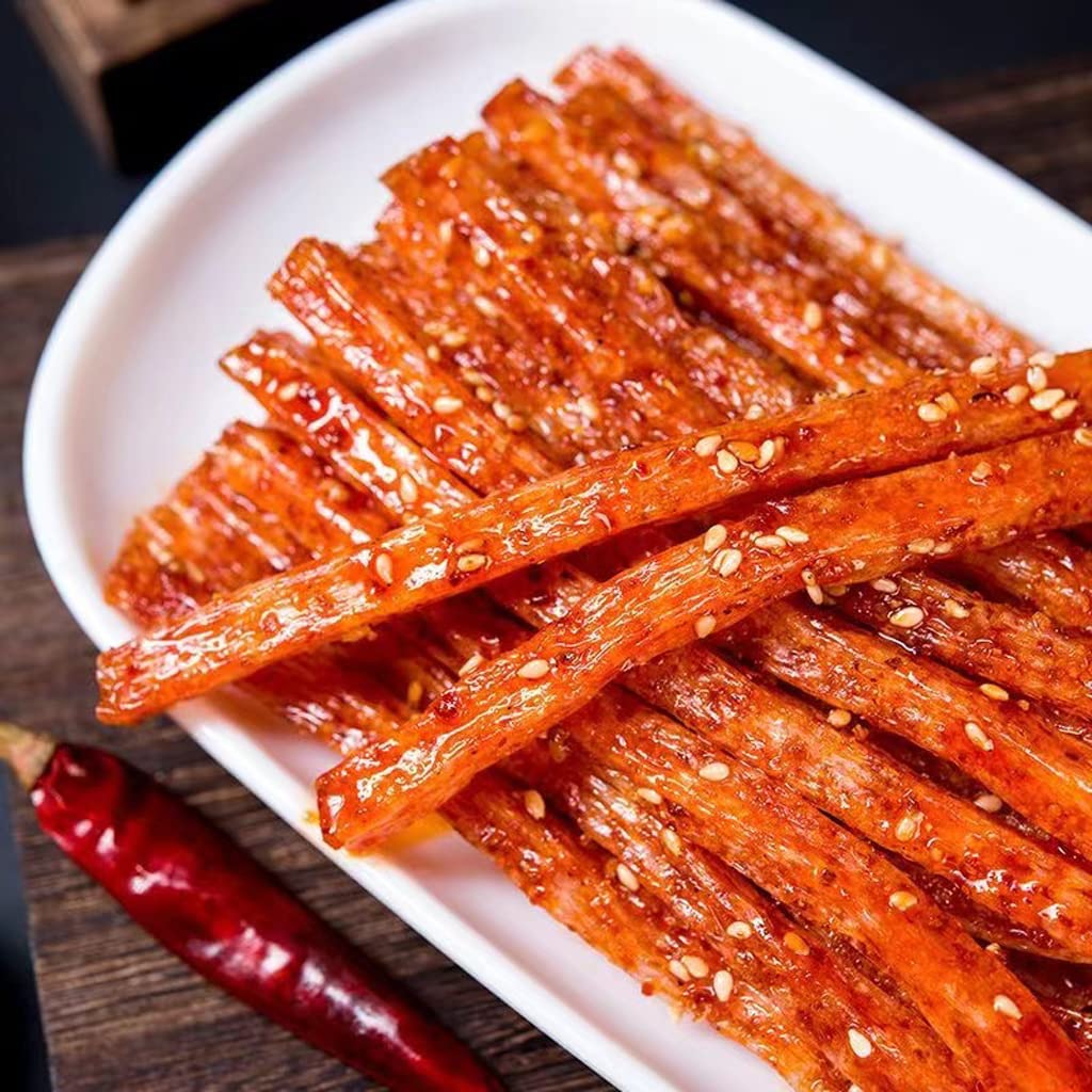 Spicy and Sweet Chinese Latiao Snacks - 5 Pack Hot & Flavorful Strips, Authentic Sichuan Spice for Office, Party, or Movie Night Snacking