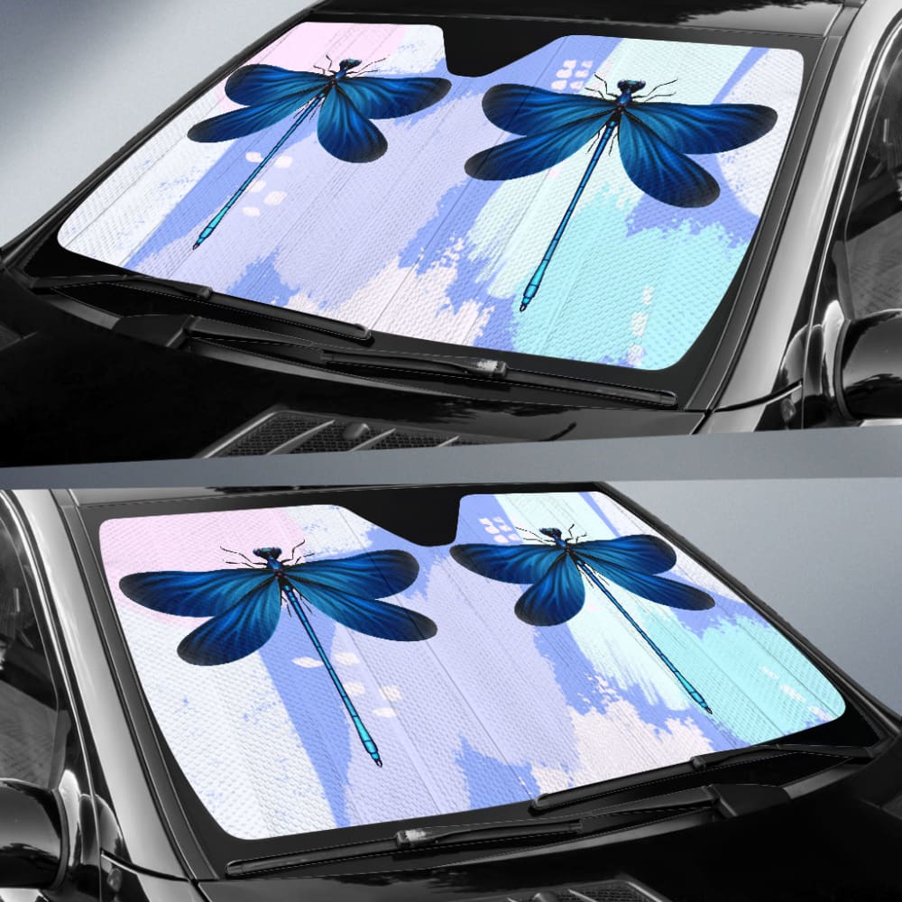 Blue Dragonfly Watercolor Car Sun Shades - UV Protection & Heat Blocking for Vehicles - Perfect for Road Trips, Parking & Summer Driving