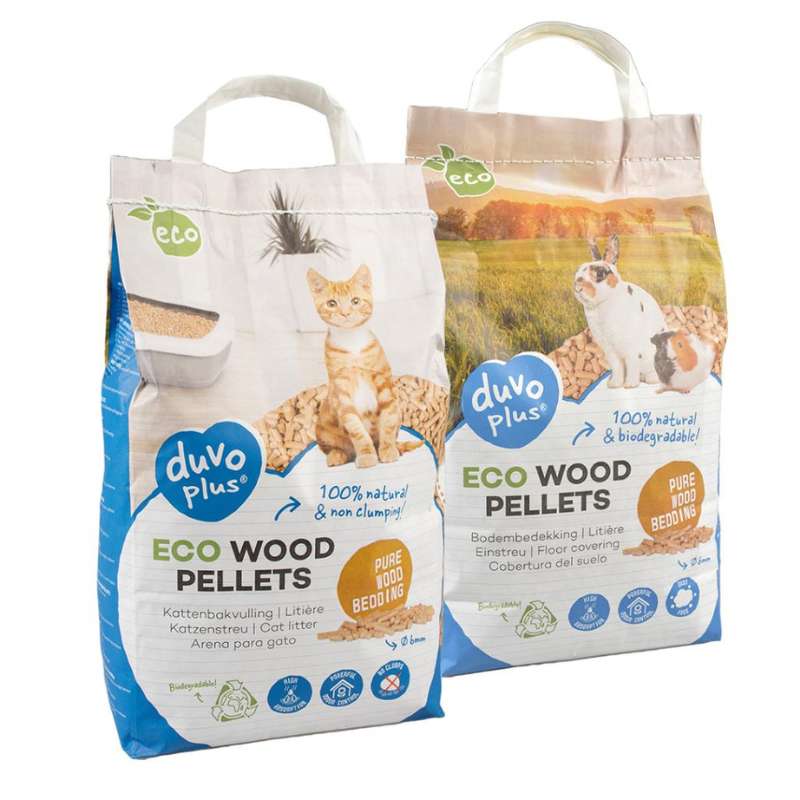 DUVO PLUS ECO Wood Pellets Bedding 6mm - 3.6kg/10kg | Premium Natural Cat Litter & Small Animal Bedding | Ideal for Rabbits, Hamsters, and Guinea Pigs