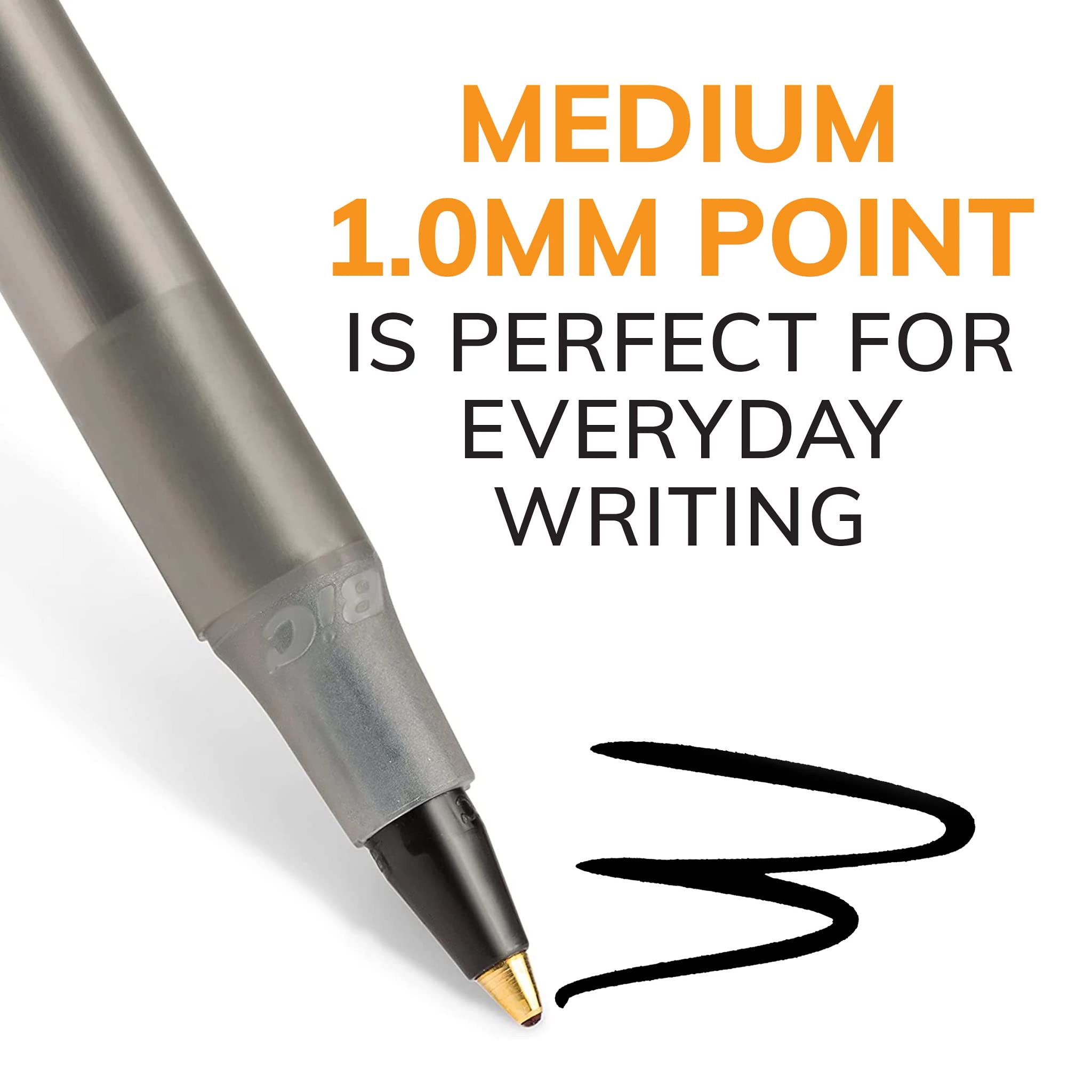 BIC Round Stic Xtra Life Black Ballpoint Pens, 1.0mm Medium Point, 400-Count Bulk Pack - Comfortable Flexible Barrel for Smooth Writing - #1 Best Selling Pens for Office, School & Home Use