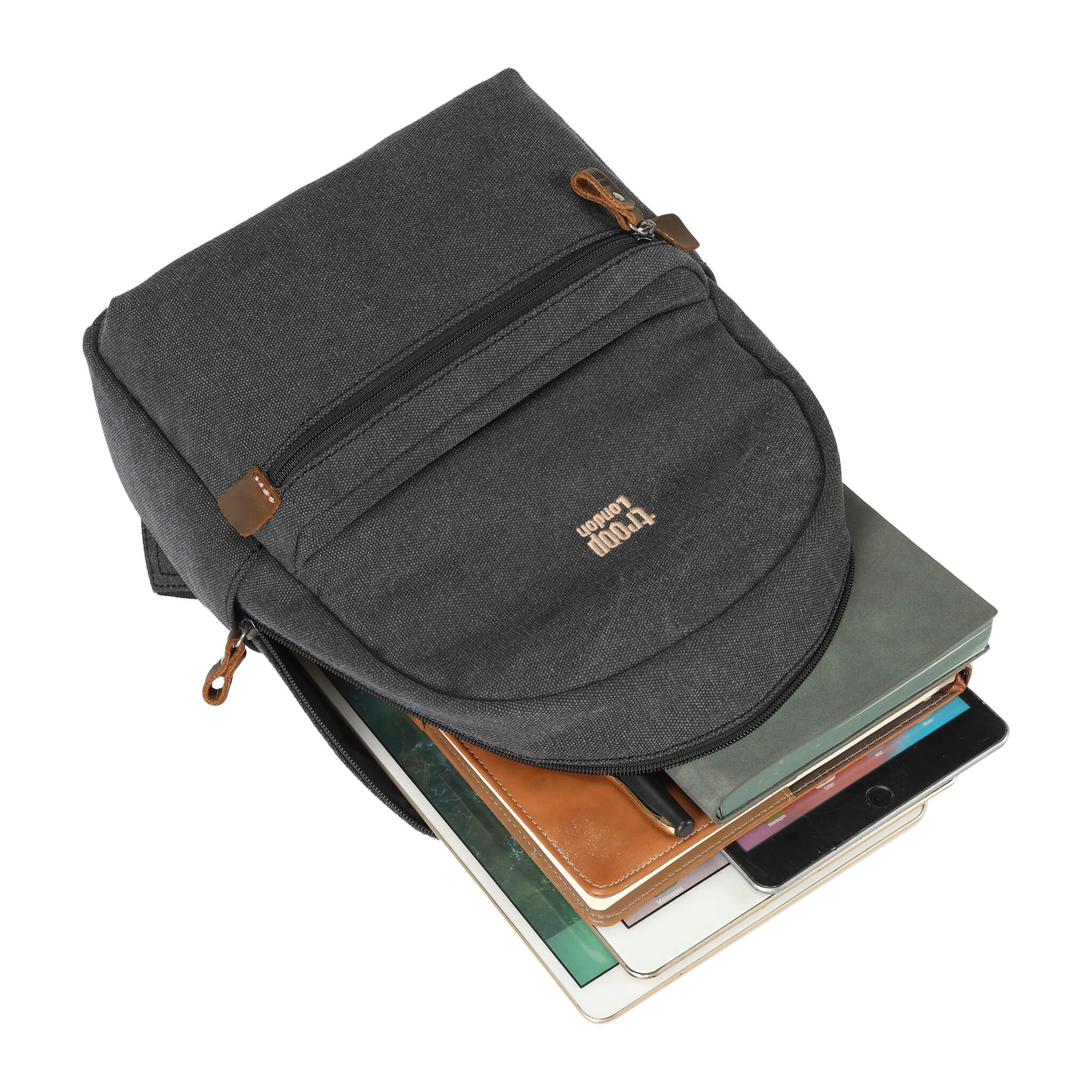 TRP0552 Troop London Classic Canvas Backpack - Small Durable School & Travel Daypack for Men & Women - Perfect for College, Commuting & Outdoor Adventures