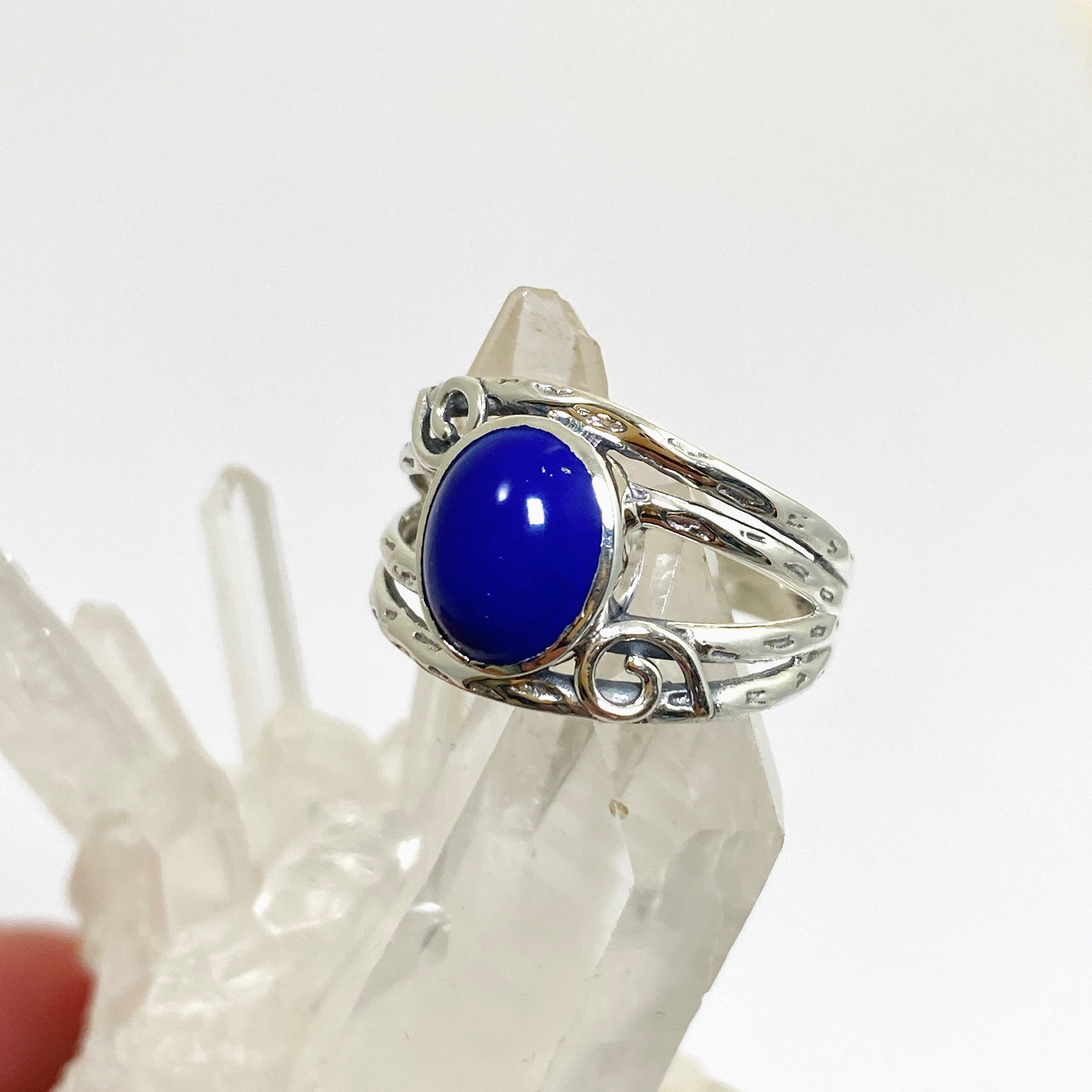 Lapis Lazuli Oval Cabochon Ring - Sterling Silver Decorative Setting R4025 | Elegant Jewelry for Women, Gift for Her, Birthday & Anniversary Present