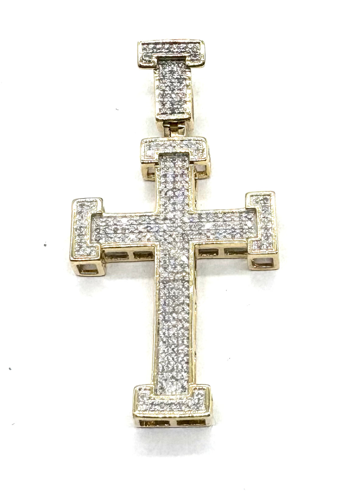 14K Gold Diamond Pave Bar Cross Pendant Necklace for Women - Elegant Religious Jewelry Gift for Baptism, Confirmation & Everyday Wear