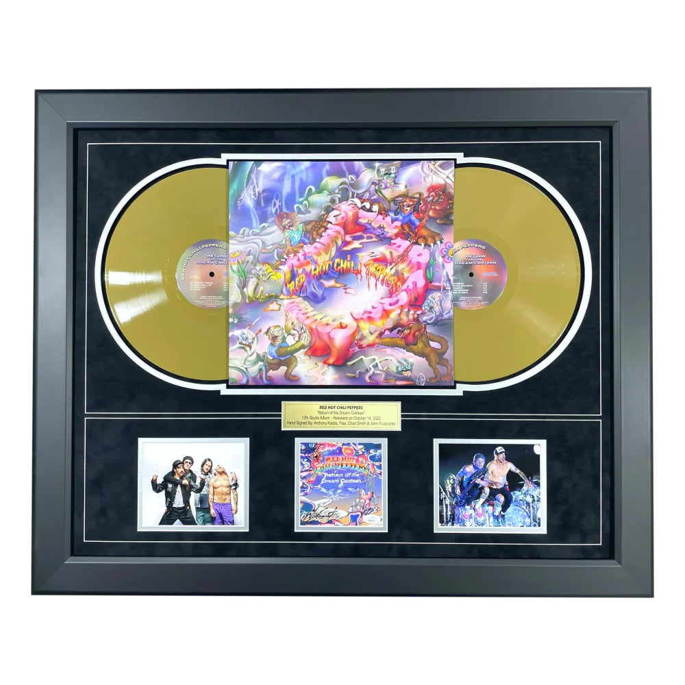 Red Hot Chili Peppers Return of the Dream Canteen Signed Gold Record LP Framed with JSA COA - Limited Edition Collectible Vinyl for Music Fans & Home Decor