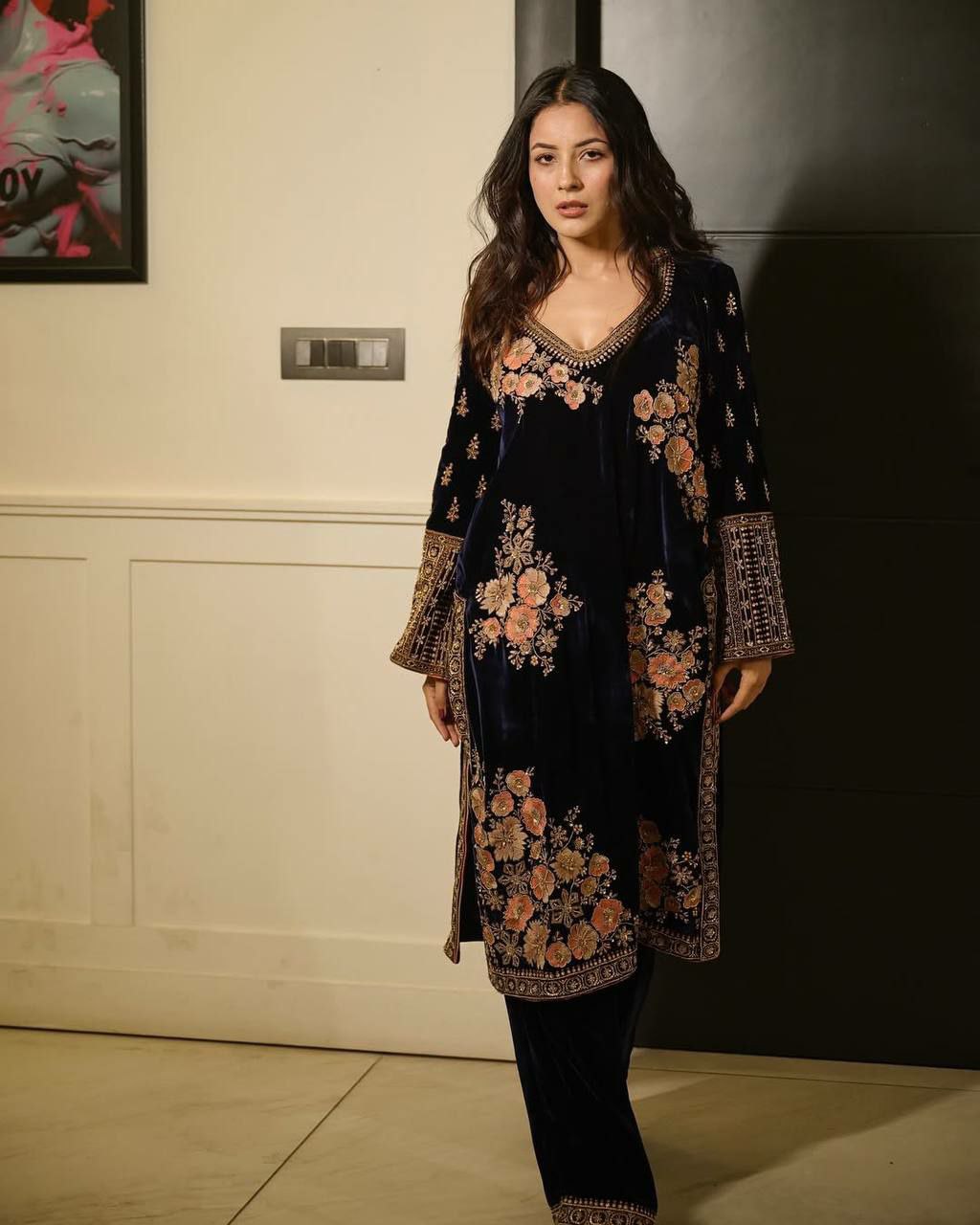 Exquisite Dark Blue Velvet Salwar Suit for Women | Elegant Indian Ethnic Outfit | Perfect for Weddings, Festivals & Special Occasions