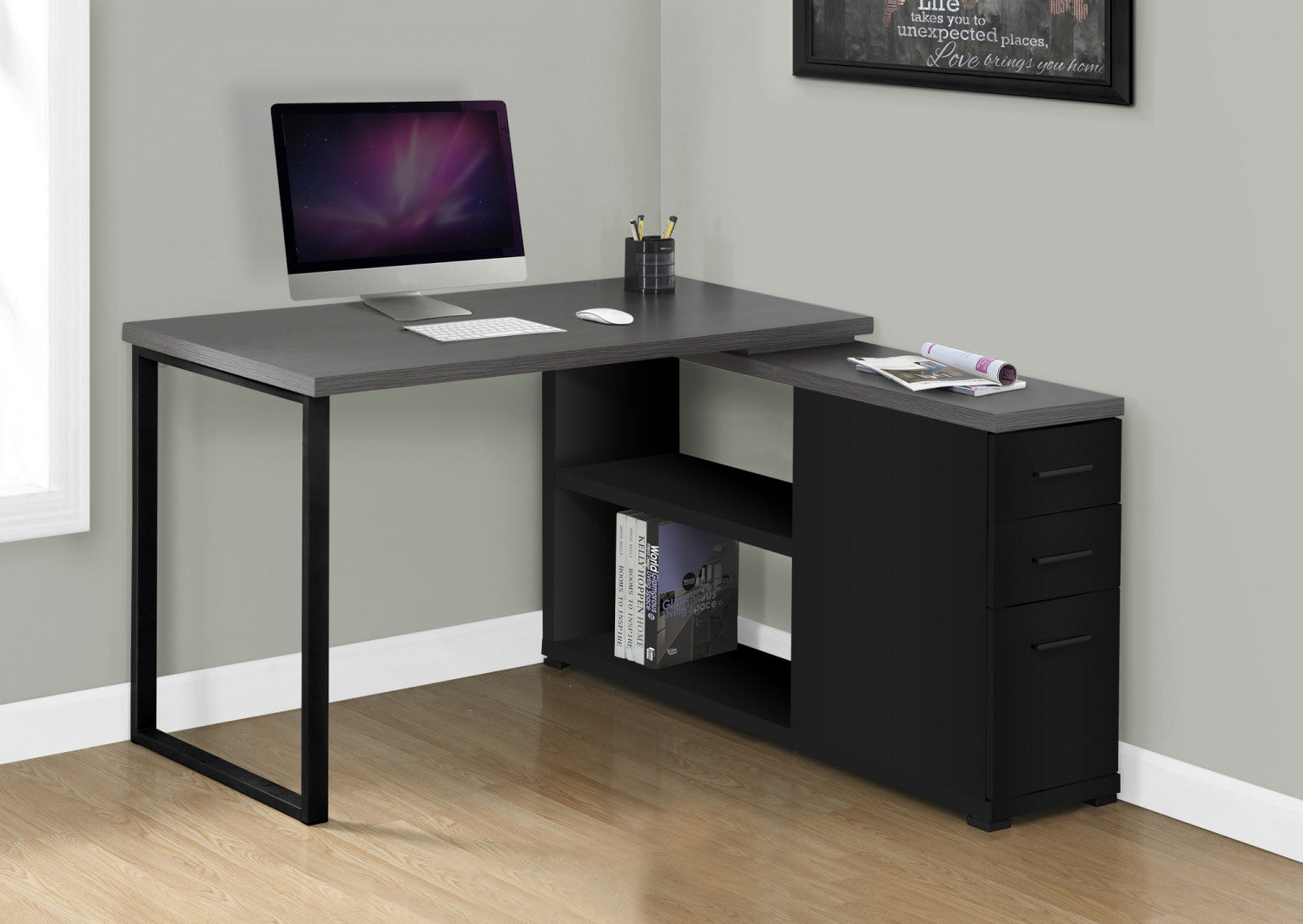 Kivo Desk - Modern Black Computer Desk for Home Office, Gaming & Study | Ergonomic Design with Durable Metal Frame | Perfect for Small Spaces & Remote Work