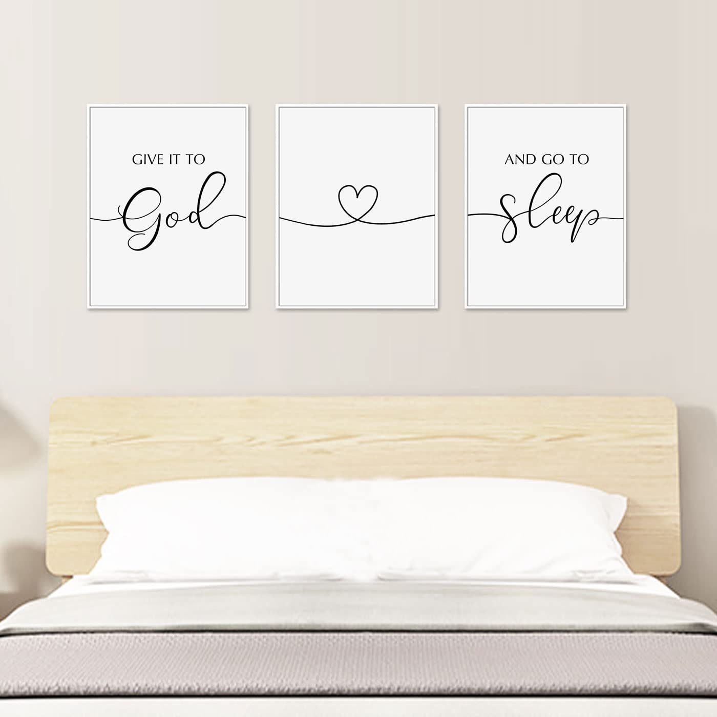Give It To God And Go To Sleep Sign - Inspirational Wall Art for Bedroom Decor - Unframed 11x14 Inch - Perfect Above Bed Decor for Master Bedroom, Nursery or Guest Room