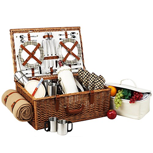 Wicker With London Plaid Plates/Napkins