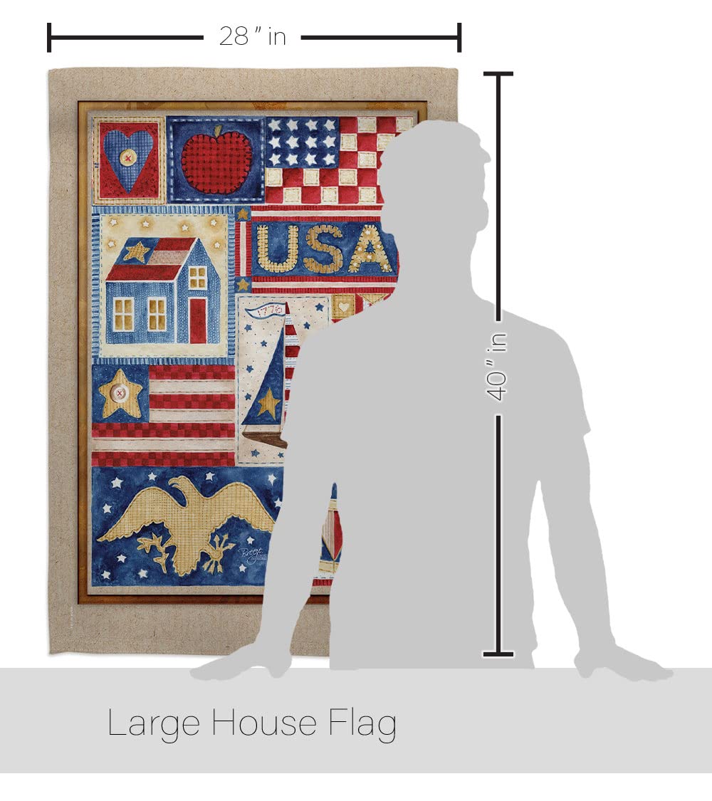 USA Patriotic House Flag Set 28x40 with Flagpole - Breeze Decor for Outdoor Decor