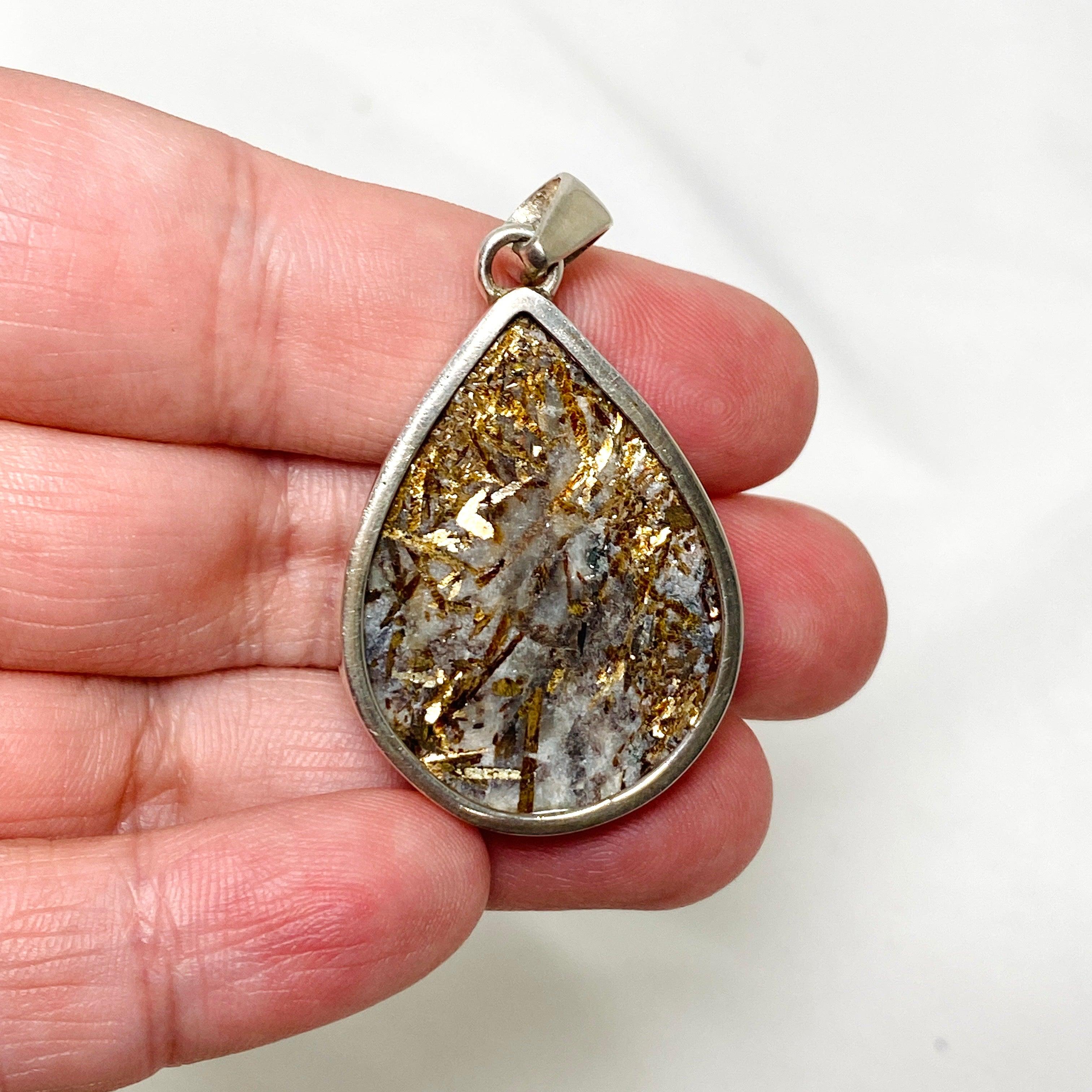 Natural Raw Golden Astrophyllite Pendant Necklace - Unique Healing Crystal Jewelry for Meditation & Spiritual Energy - Perfect for Yoga, Reiki & Chakra Balancing