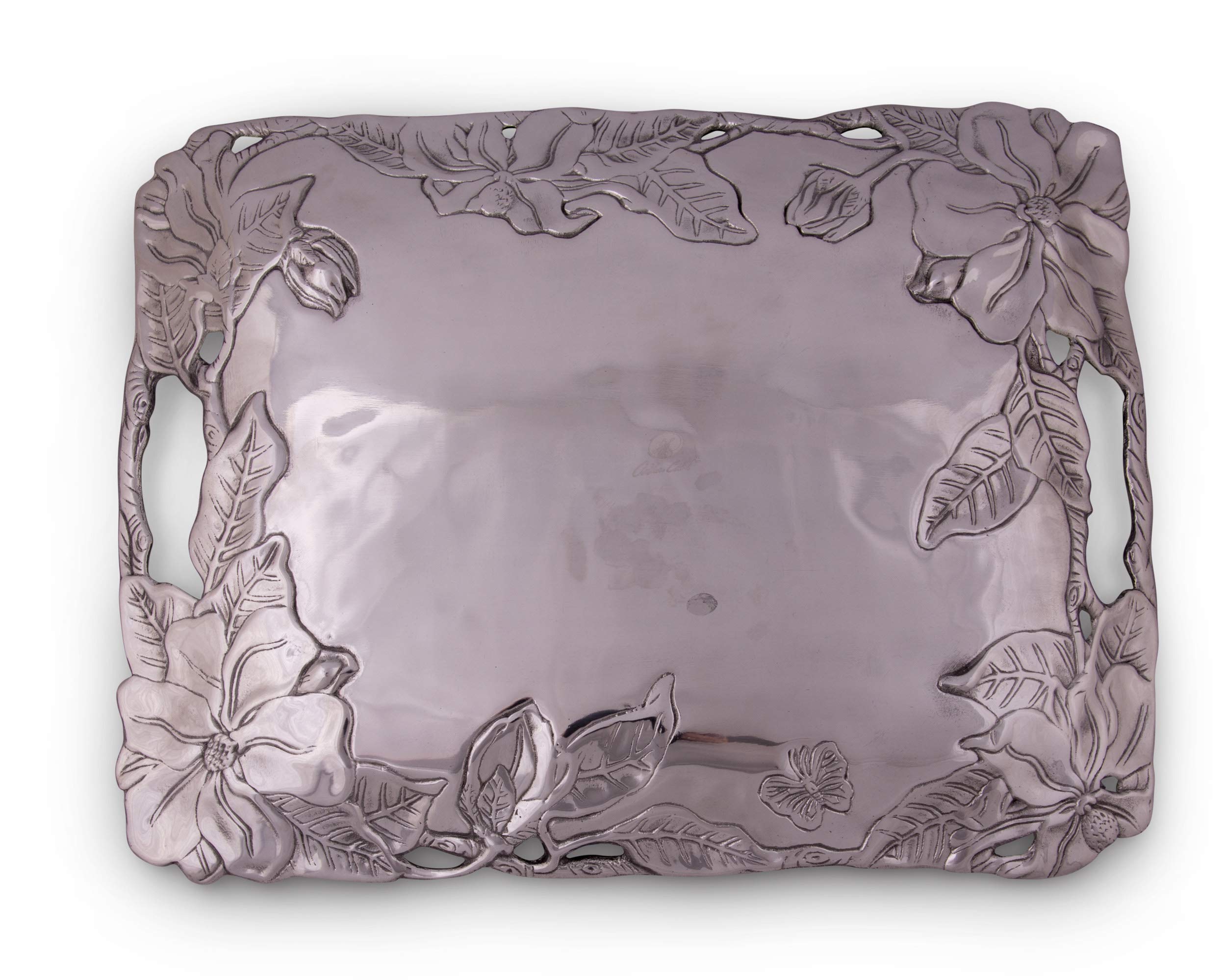 Arthur Court Designs Aluminum Magnolia Serving Tray - 18.5