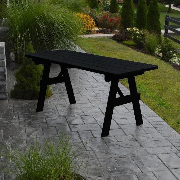 Solid Yellow Pine Wood Traditional Dining Table - Black Finish | Farmhouse & Rustic Home Decor for Kitchen, Dining Room, or Outdoor Patio