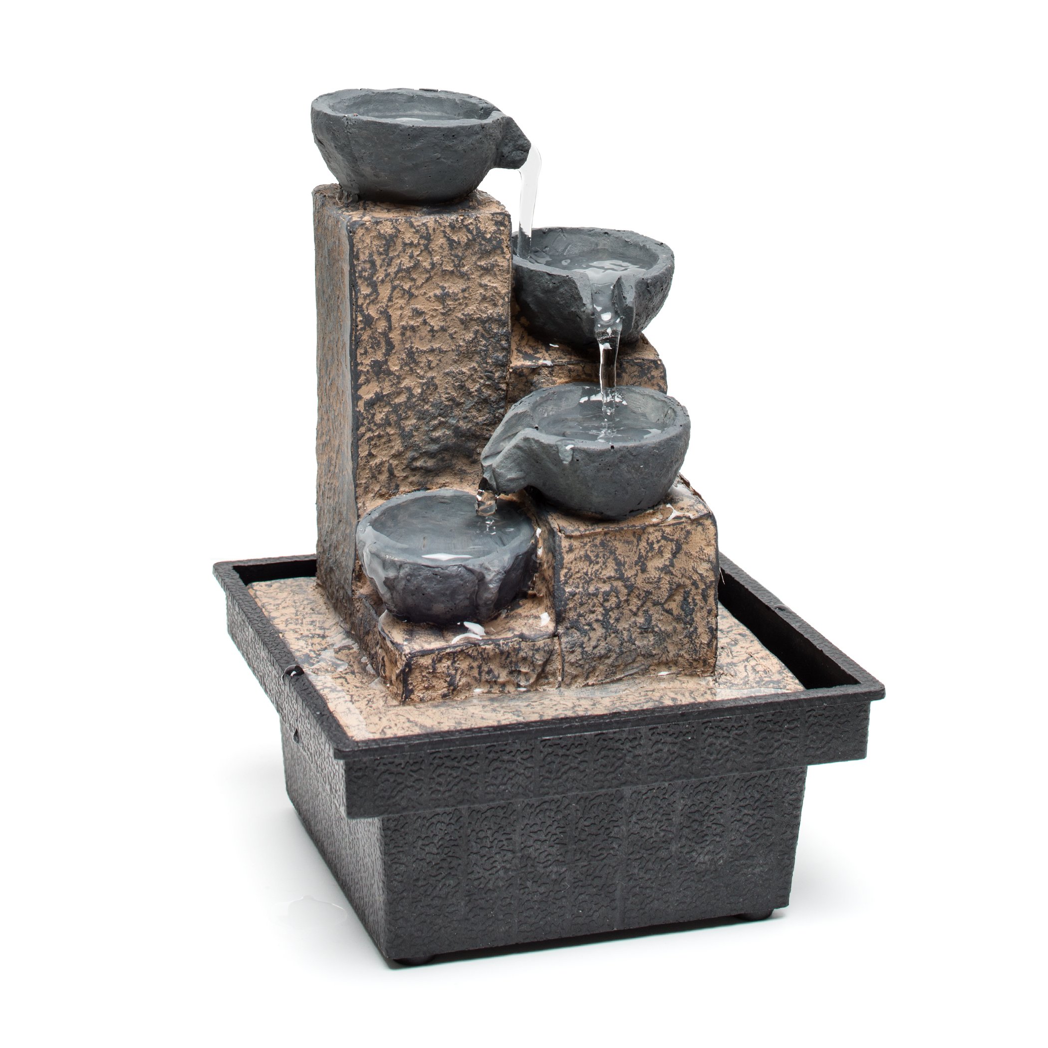 Relaxus Decor Mini Desktop Water Fountain with LED Lights - Indoor Zen Relaxation, Home Office Decor, Stress Relief for Meditation & Yoga Spaces