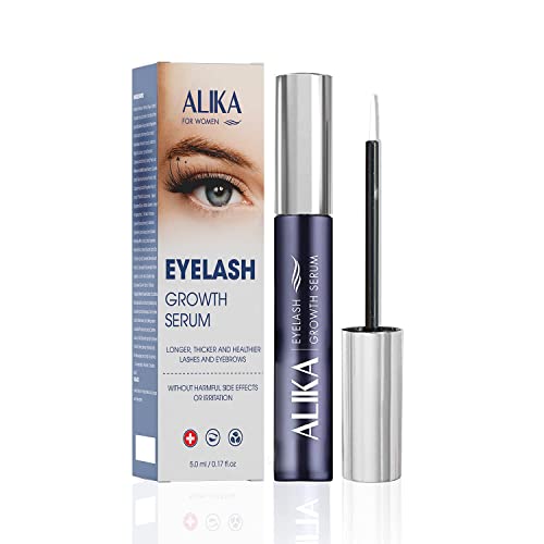 ALIKA Natural Cruelty-Free Eyelash Growth Serum with Rydensyl & Peptides - Lengthen & Thicken Lashes Fast | Vegan, Safe Formula for Luscious Eyelashes & Eyebrows | Perfect for Nighttime Lash Care & Special Occasions [5ML]