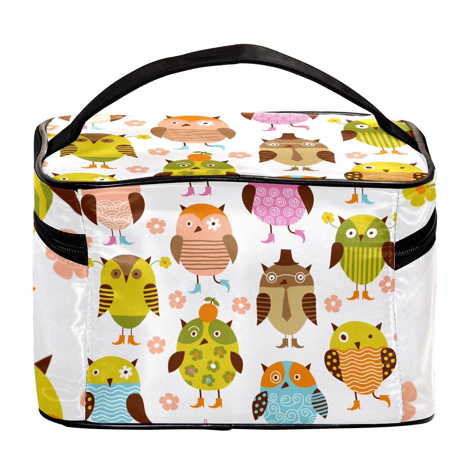 Stylish Owl Floral Print Large Travel Makeup Bag - Waterproof Cosmetic Organizer with Zipper for Women & Girls | Perfect for Vacation, Gym, and Daily Essentials Storage