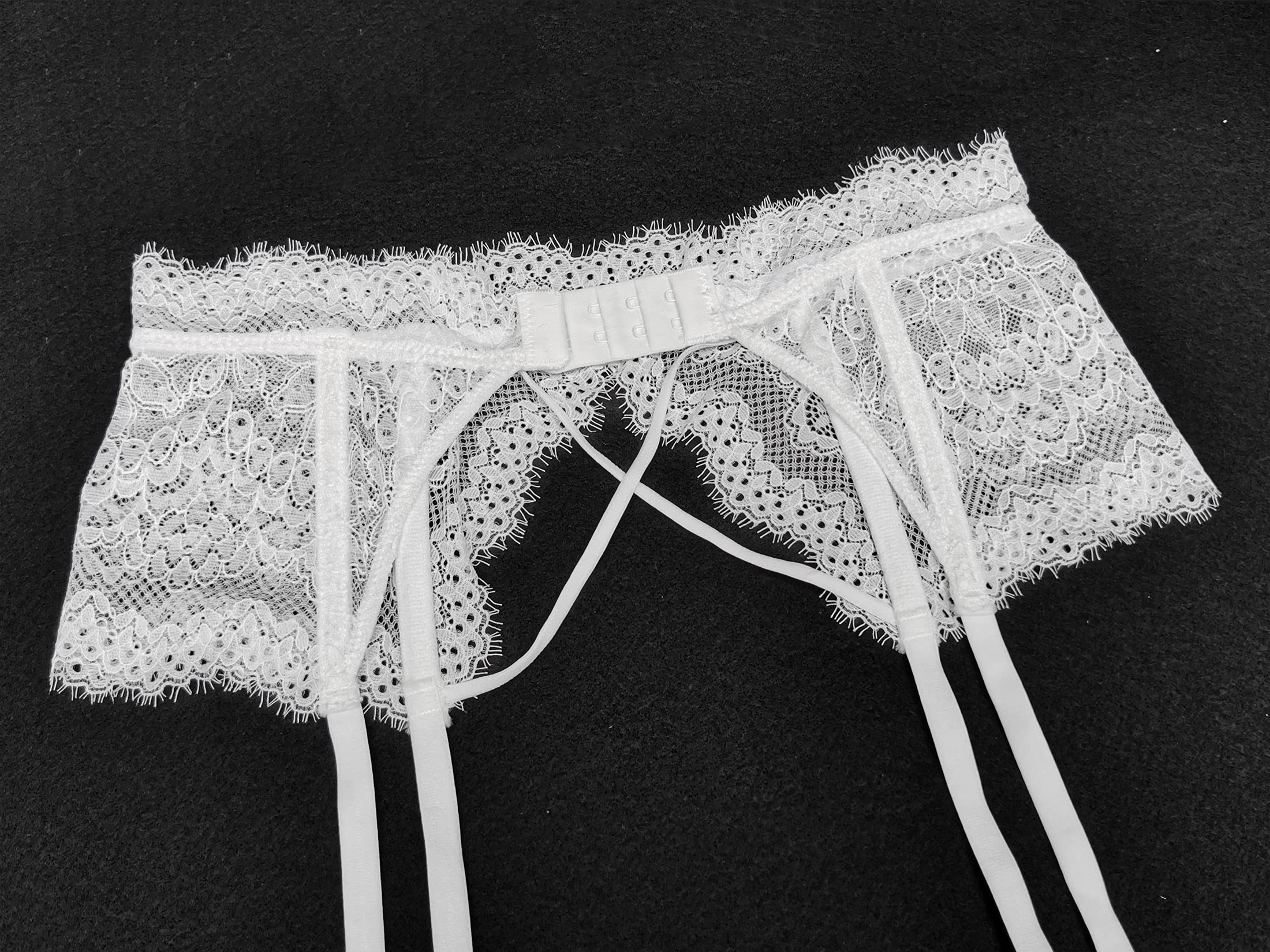 TVRtyle Black Women's Lace Eyelash Metal Clip Garter Belt for Stockings - Sexy Lingerie Accessory for Bridal, Boudoir & Special Occasions