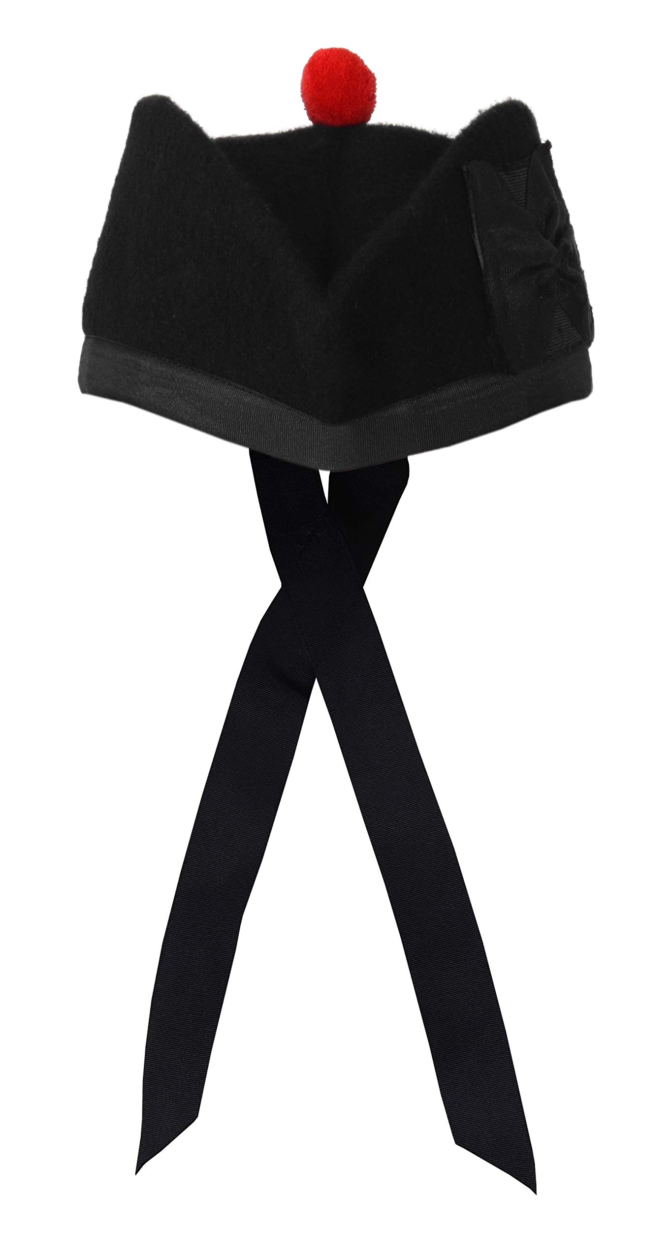 Traditional Scottish Wool Blend Glengarry Hat with Red Pompom & Side Bow – Perfect for Highland Dances, Weddings, and Cultural Events