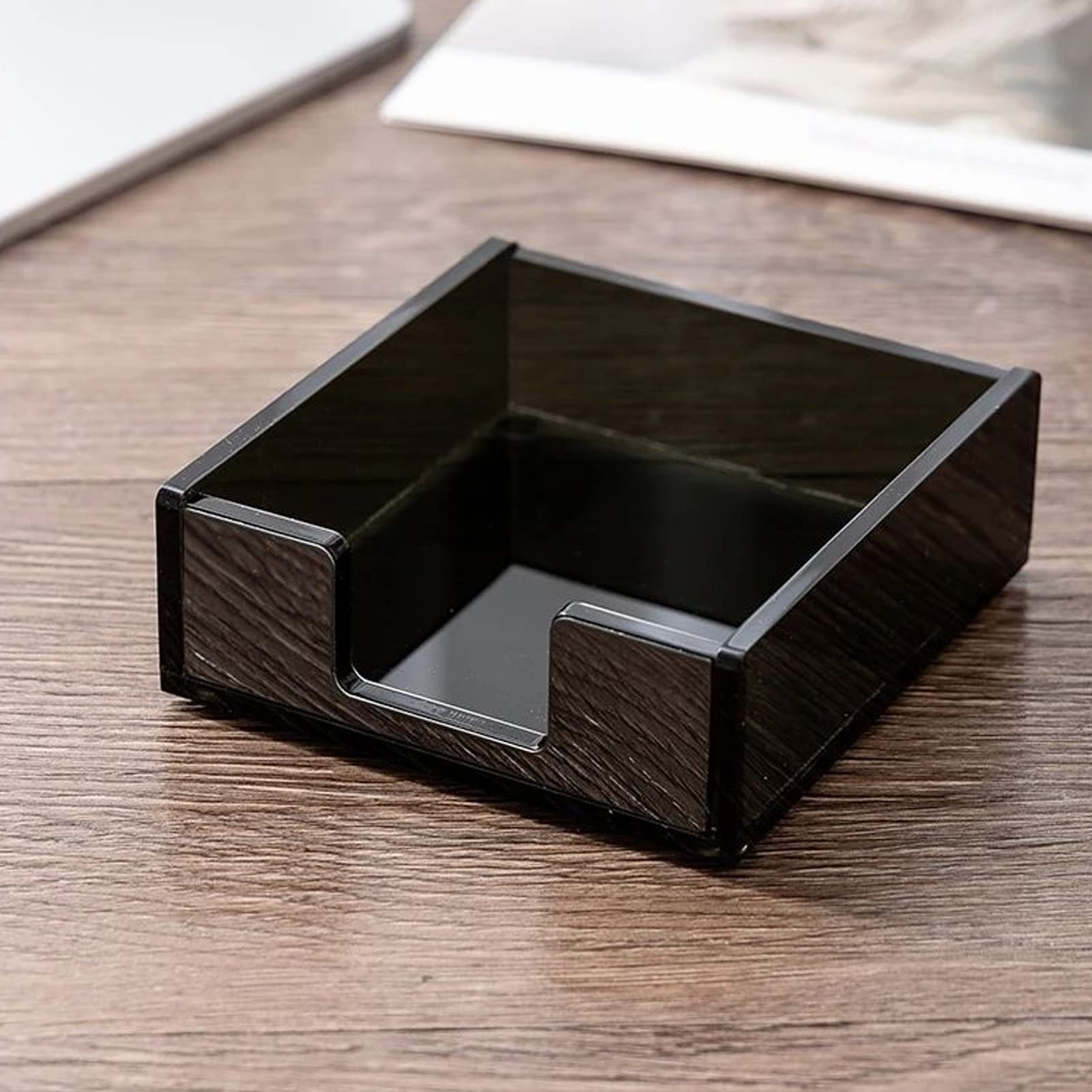 Black Acrylic Sticky Notes Holder for Desk - Self-Adhesive Note Organizer with Anti-Slip Base - Perfect for Office, School, Home & Workspace Organization