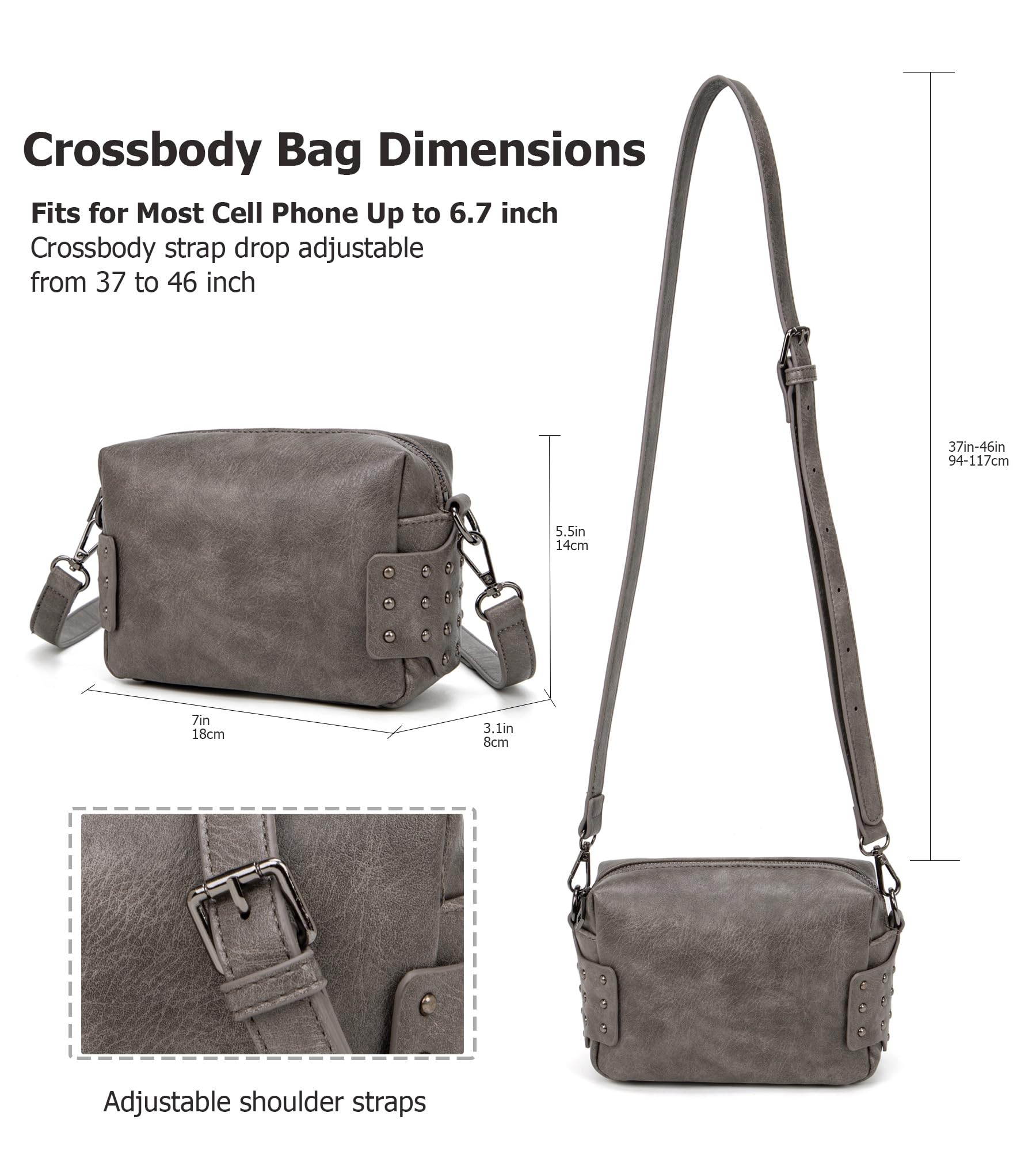 Vintage Vegan Leather Crossbody Bag for Women - Stylish Small Shoulder Purse with Rivets, Perfect for Travel & Daily Use