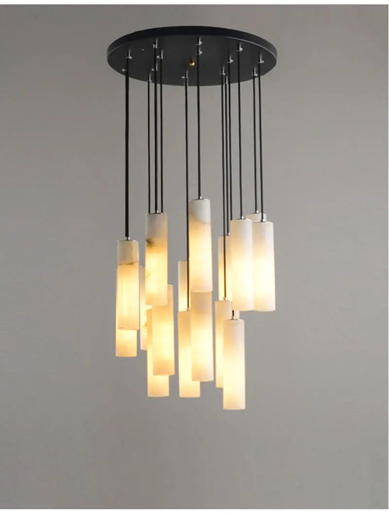 Modern Marble Pendant Light for Bedroom - Contemporary Handcrafted Hanging Fixture with Adjustable Cord - Perfect for Bedside, Dining Room, or Living Room Lighting Decor