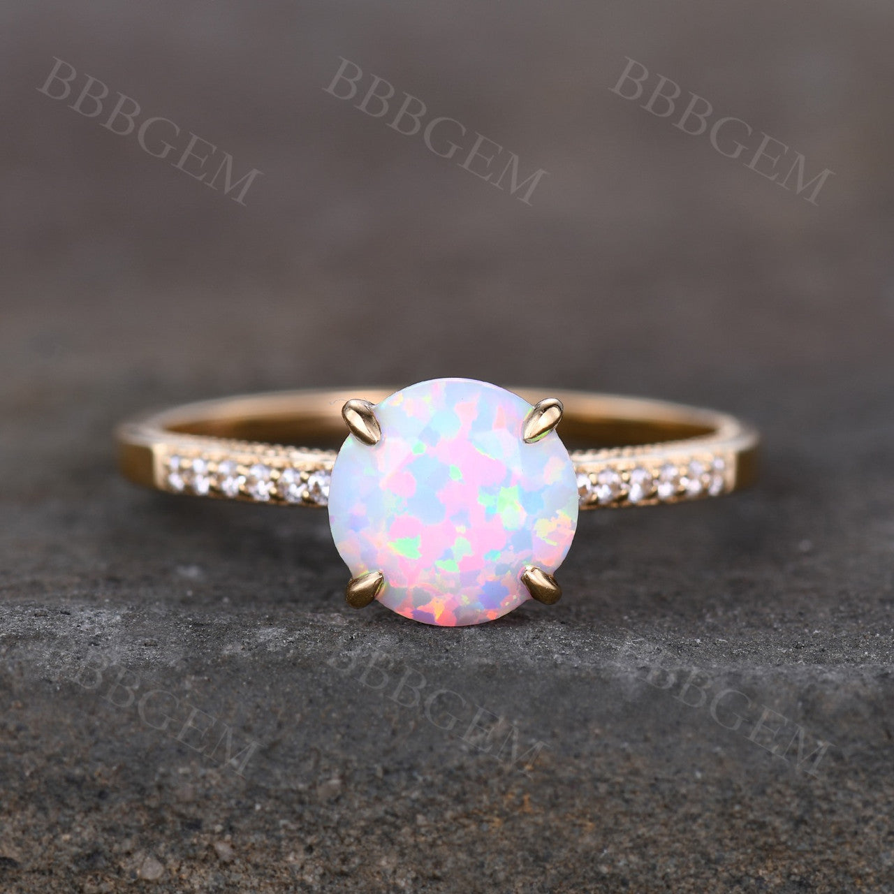 Opal Solitaire Engagement Ring for Women - 14K Rose Gold Wedding Band, Elegant Promise Ring for Her | Perfect for Proposals, Anniversaries & Special Occasions