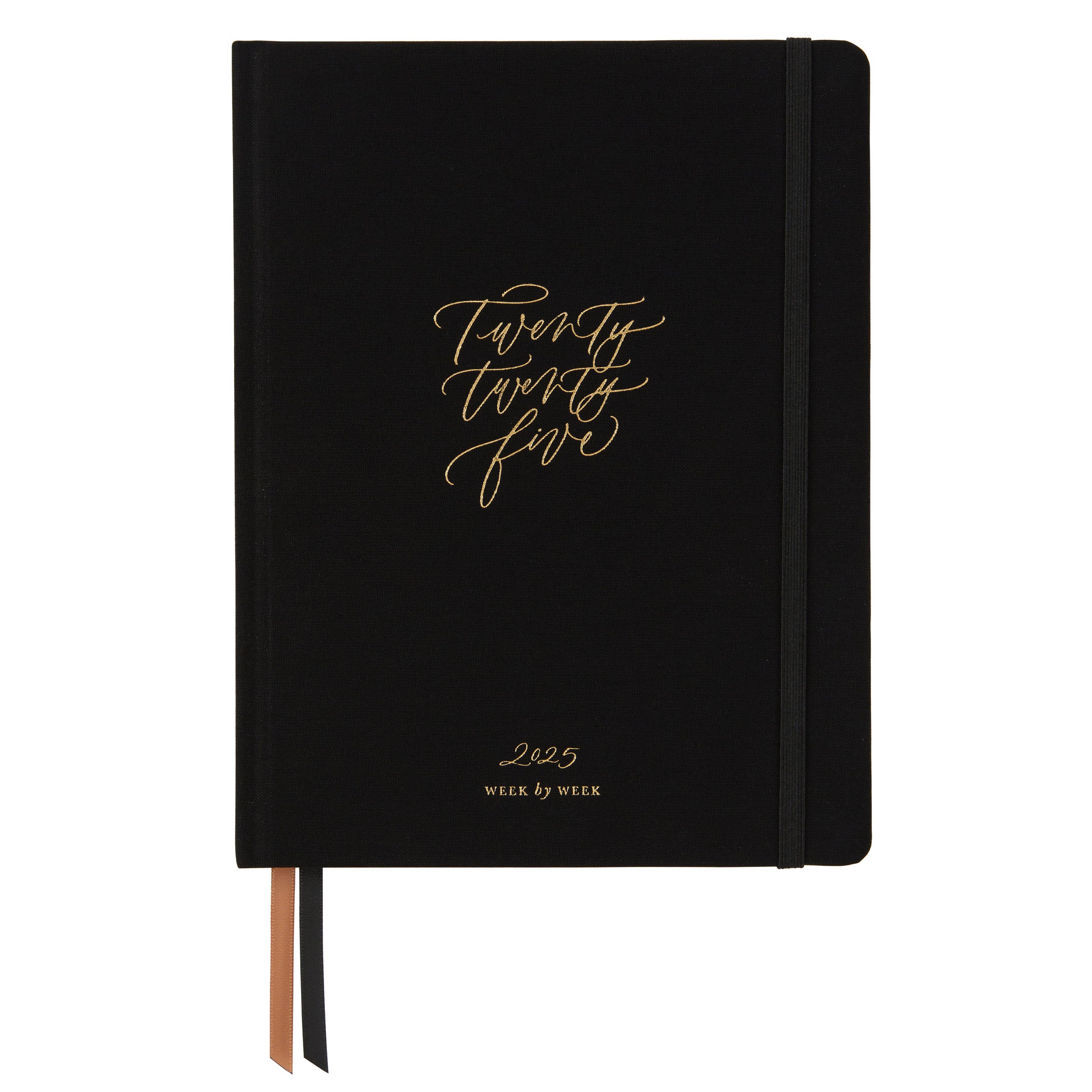 2025 Weekly Planner - Black Cloth Cover | Premium Organizer for Work, School & Personal Goals | Perfect for Professionals & Students