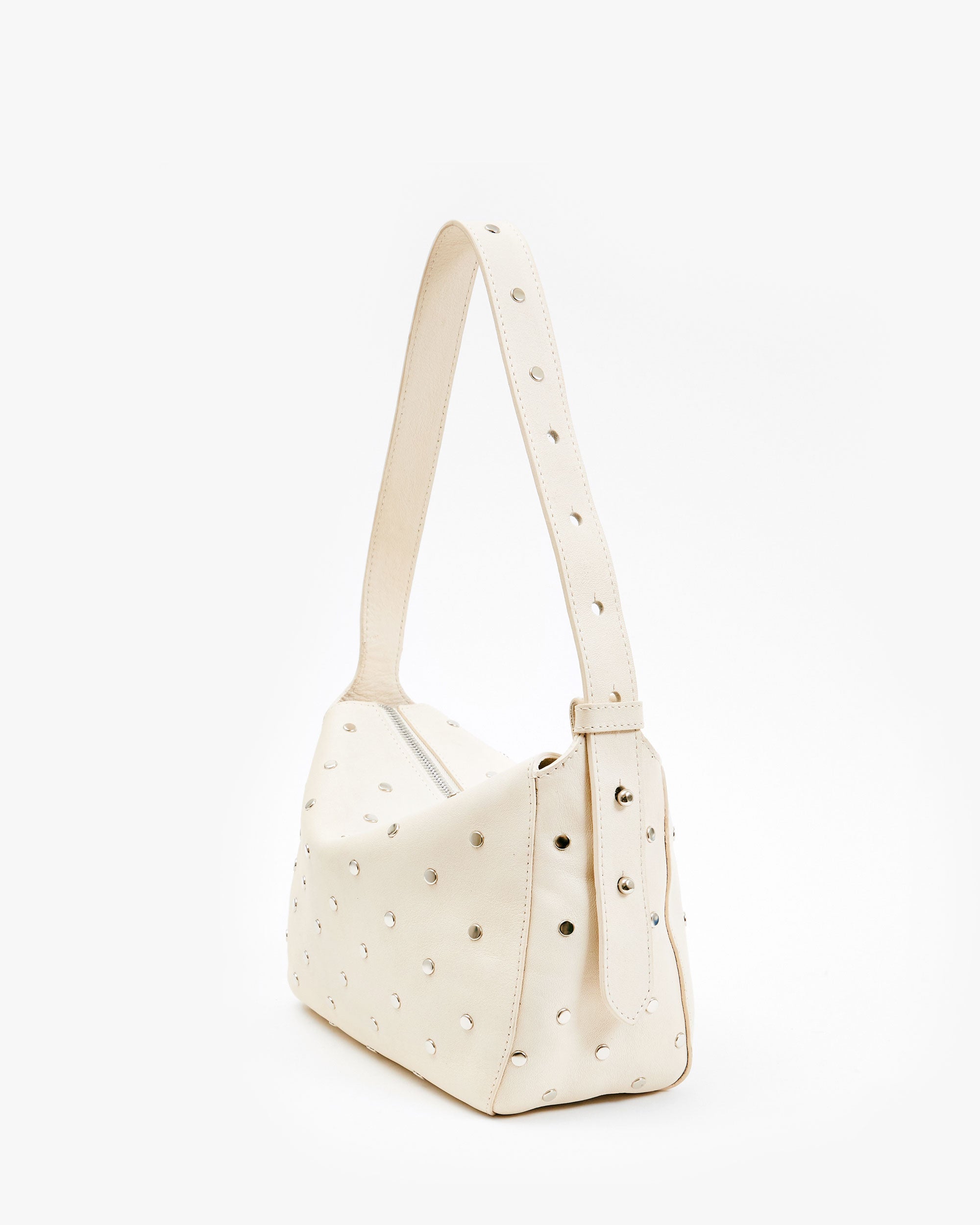 Fleurine Smooth Leather Handbag with Studs - Stylish Women's Crossbody Bag for Work, Travel & Evening Out