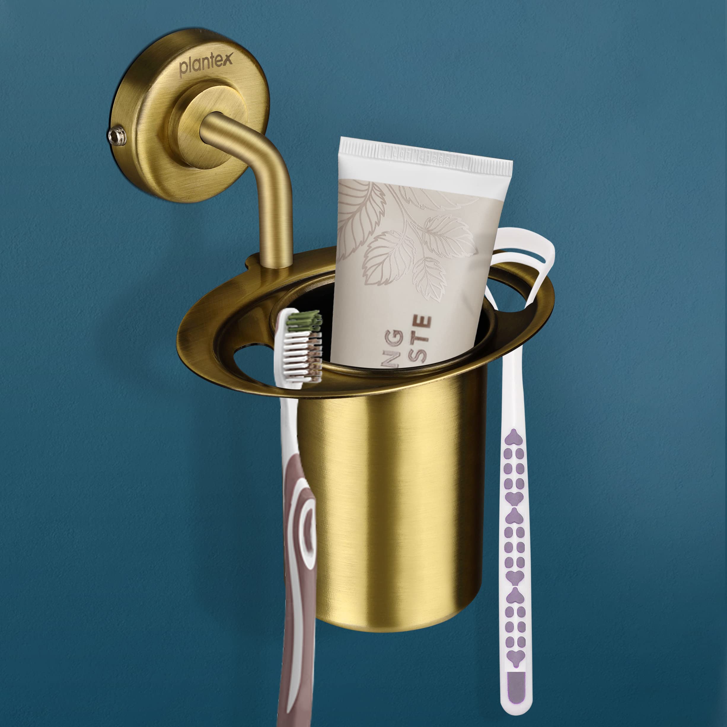 Plantex 304 Stainless Steel Bathroom Accessories 5-Piece Set - Towel Bar, Soap Dish, Toothbrush Holder, Robe Hook & Hand Towel Ring - Antique Brass Finish for Bathroom, Spa & Hotel Decor