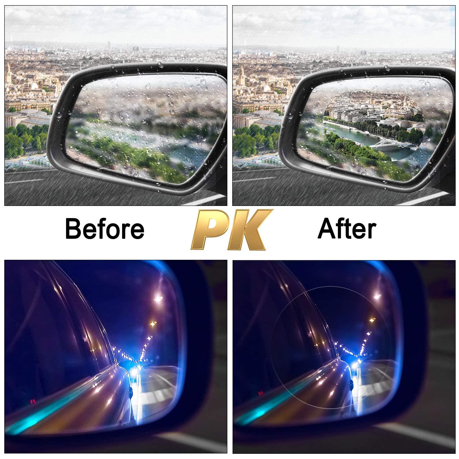 2 Pack Anti-Fog Waterproof Rearview Mirror Films - Rainproof Car Mirror Protector for Cars, Trucks, Vans & Motorcycles | Enhanced Visibility in Rainy & Foggy Conditions