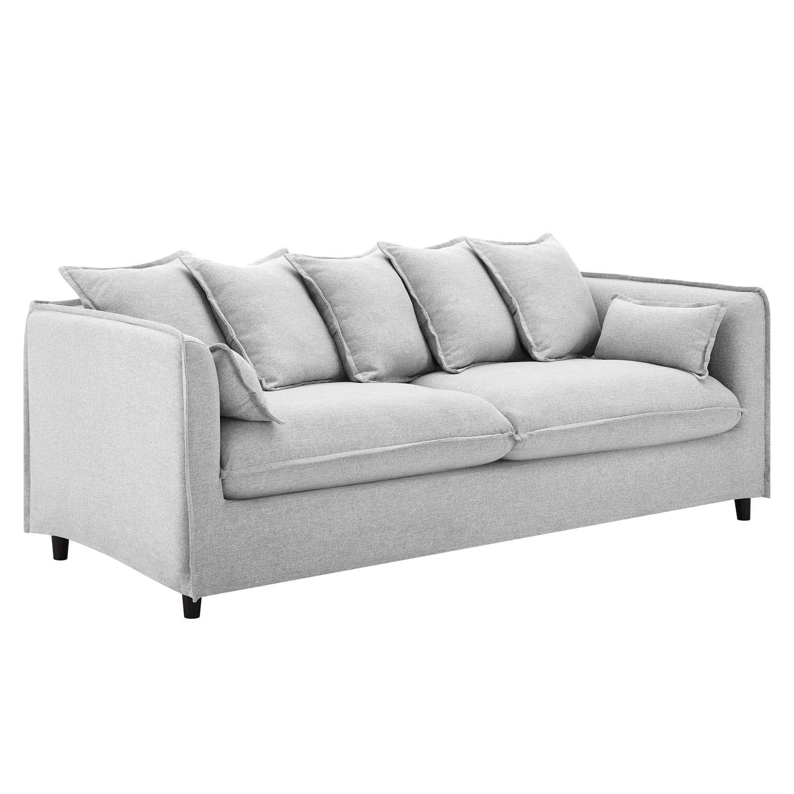 Modway Avalon Fabric Upholstered Slipcover Sofa - Light Gray Modern Living Room Couch for Small Spaces & Apartments