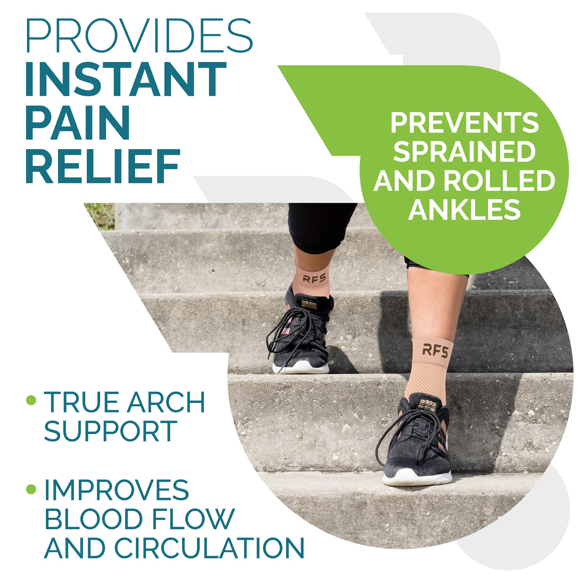 Run Forever Plantar Fasciitis Compression Socks - Foot & Ankle Support Sleeve for Women & Men - Toeless Arch Brace for Pain Relief, Night Splint, Achilles Tendonitis - Ideal for Running, Hiking & Daily Comfort