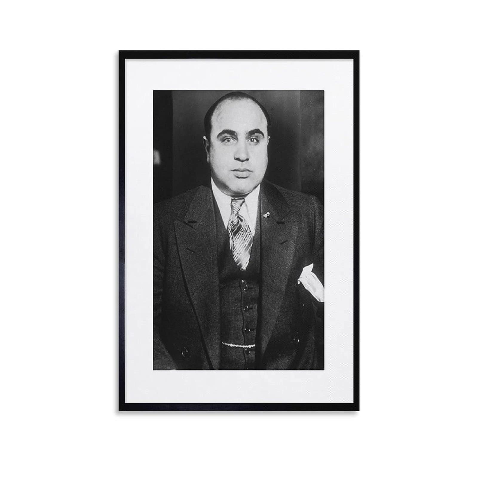 Vintage Al Capone 1935 Mafia Gangster Poster - Canvas Wall Art Print 24x36 inch (60x90cm) - Perfect for Living Room, Bedroom, Office & Man Cave Decor - Historical Crime Figure Artwork