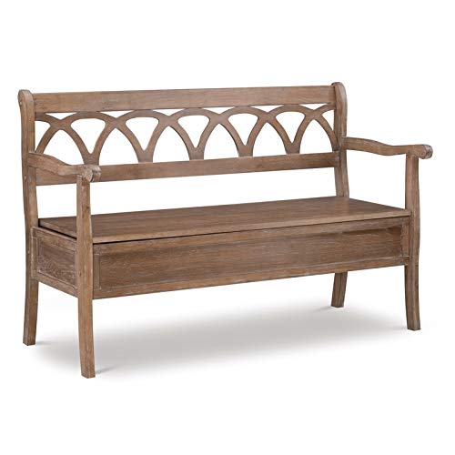 Pemberly Row Transitional Wood Storage Bench - Natural Brown - Perfect for Entryway, Living Room, and Bedroom Organization