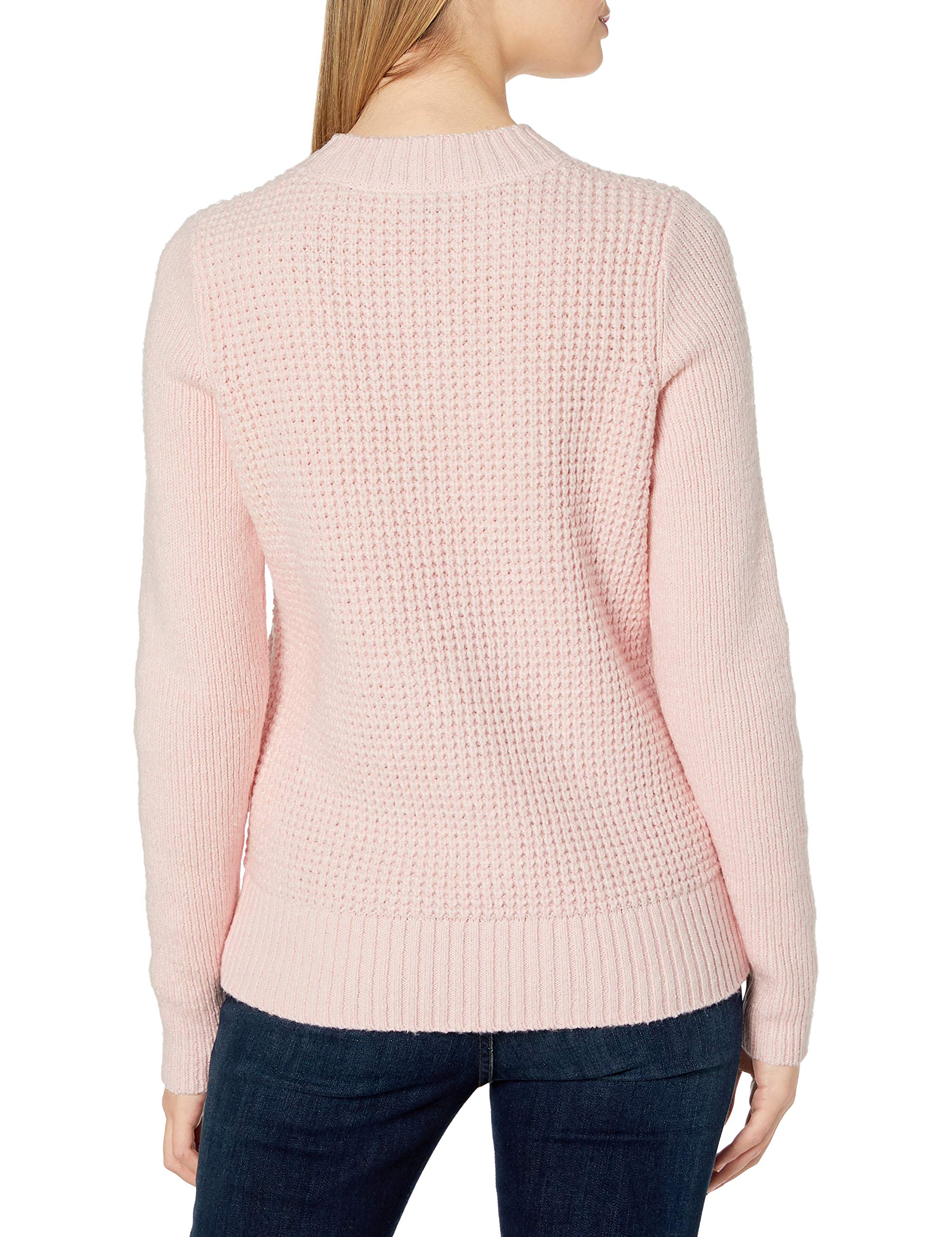 Lucky Brand Women's Crew Neck Waffle Knit Sweater - Soft Casual Pullover, Chalk Pink, XS | Perfect for Fall Layering, Office Wear & Cozy Weekends