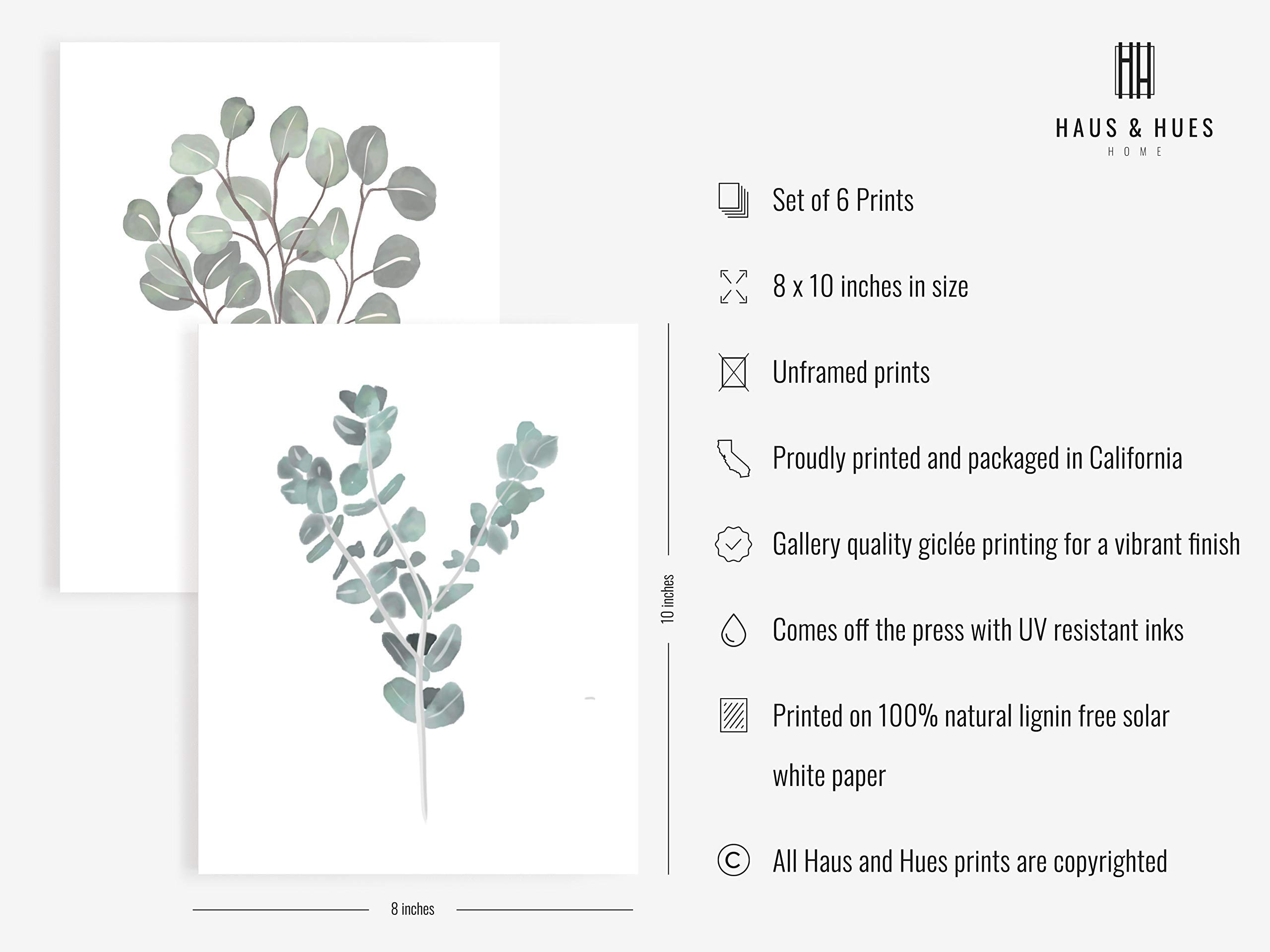 Leaf Prints and Blue Beach Prints Bundle - Tropical Themed Wall Art Decor for Living Room, Bedroom & Office - Perfect for Coastal, Boho & Nautical Home Decor Styles