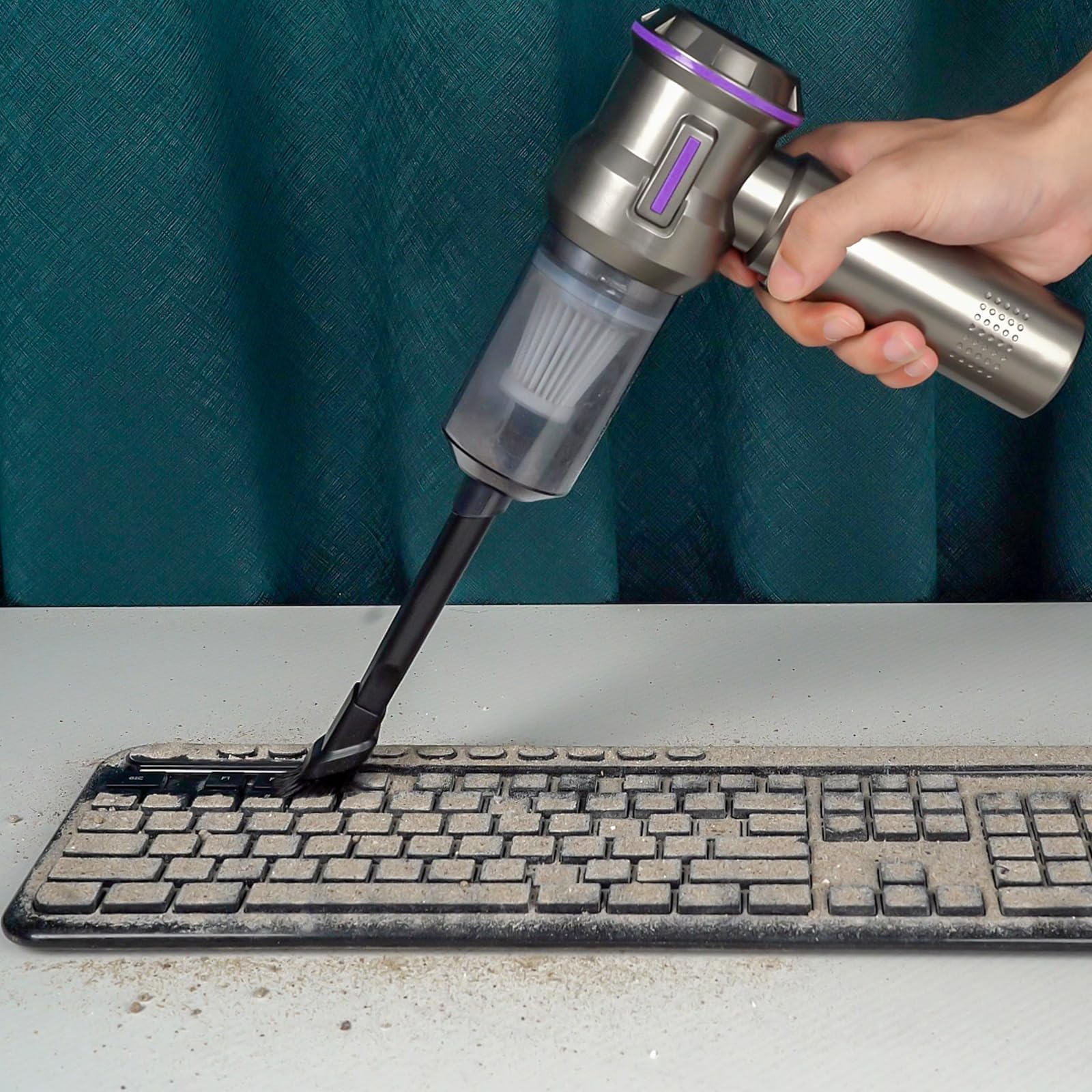 PeroBuno 200,000RPM Electric Air Duster for PC Cleaning - 2-in-1 Compressed Air Blower & Mini Vacuum with Brushless Motor, 3 Speed Settings, 35 Min Runtime, Rechargeable Battery - Perfect for Keyboard, Electronics, Camera Lens & Home Office Cleaning