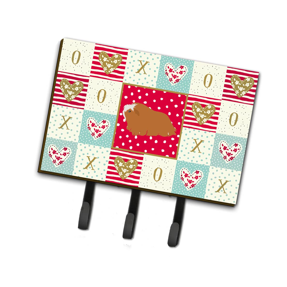 Peruvian Guinea Pig Love Leash & Key Holder Hooks - Colorful Wall Decor for Pet Lovers | Perfect for Home, Office & Gifts