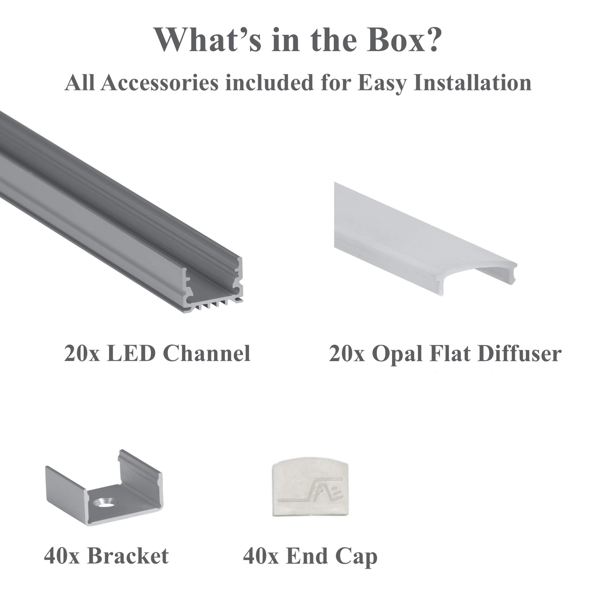 10-Pack 8ft (2.4Meter) LED Aluminum Channels with Frosted Diffuser for LED Strip Lights - 961 Series LED Profile Extrusion Fits Up to 16mm/0.63