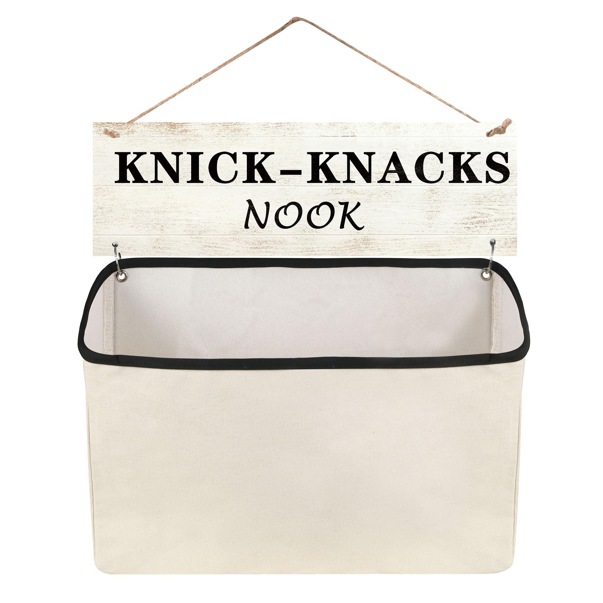 Funny Wooden Laundry Room Sign & Wall-Hanging Sock Storage Bag - Single Canvas Basket for Lost Sock Organization - Perfect for Laundry Decor & Small Space Storage Solutions (KNICK-KNACKS NOOK)
