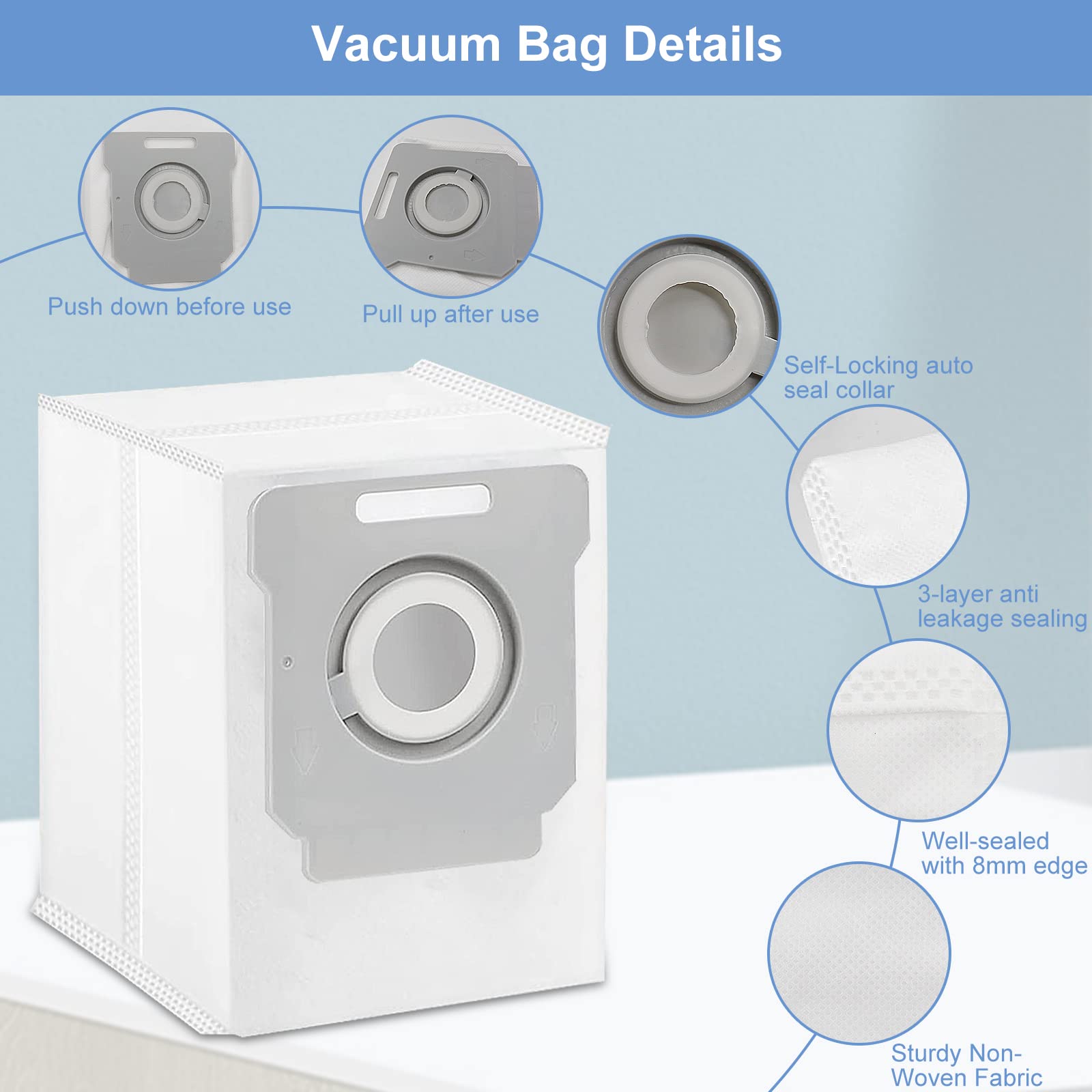 20 Pack Vacuum Bags for iRobot Roomba i & s & j Series - Replacement for i3+(3550) i4+(4552) i6+(6550) i7+ i7+ j7+(7550) i8+ j8+(8550) s9 s9+(9550) - Compatible with Automatic Dirt Disposal - Perfect for Pet Hair, Dust & Allergen Cleaning