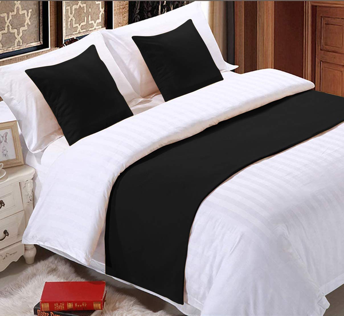 Luxury Solid Color Bed Runner Scarf - 1 Piece Decorative Bed Protector for Queen & King Size Beds | Perfect for Hotels, Weddings & Bedroom Decor