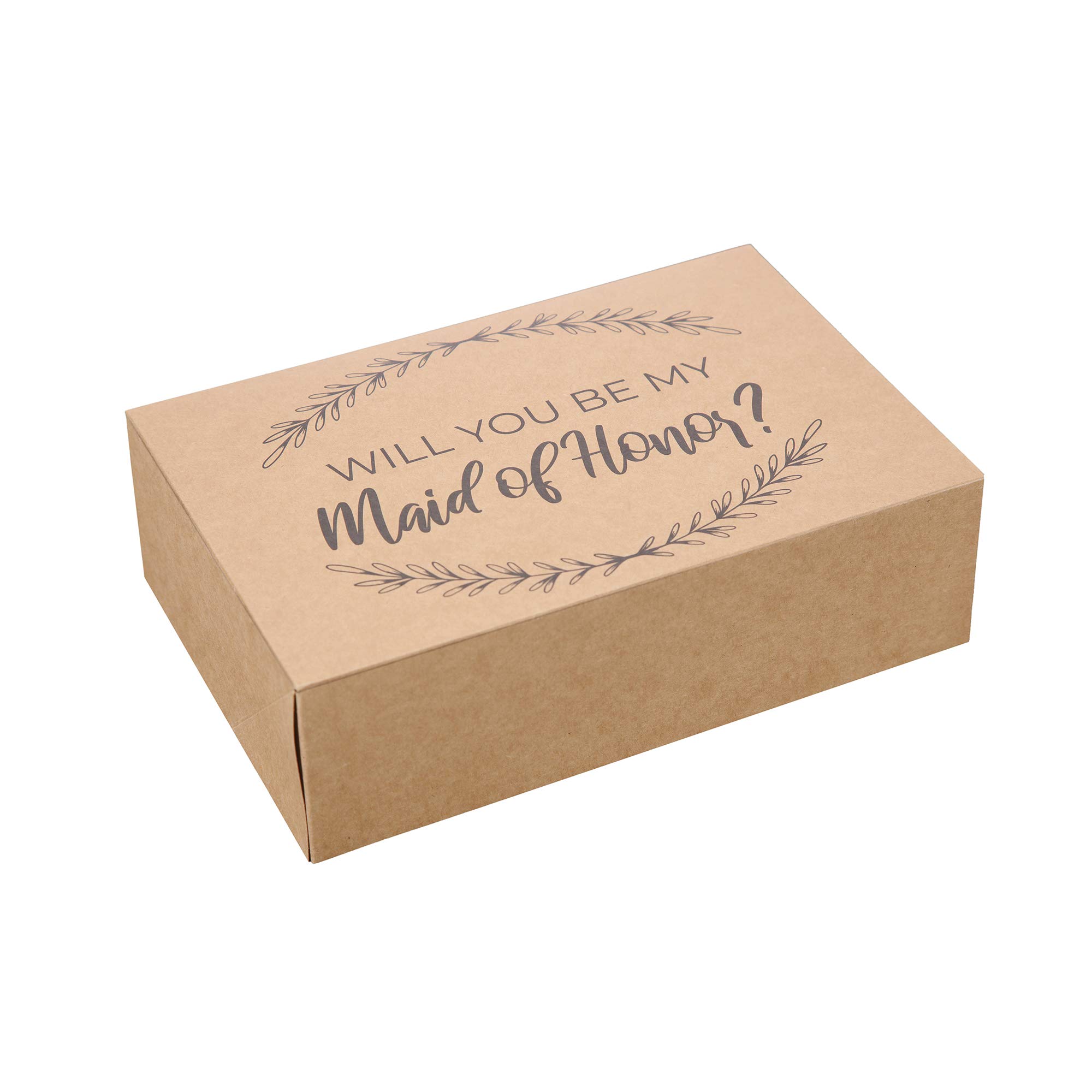 Elegant Maid of Honor Proposal Gift Box Set - Rustic Kraft Design for Bridesmaid Proposal (1 Pack) - Perfect for Wedding Party, Bridal Shower & Bachelorette Gifts