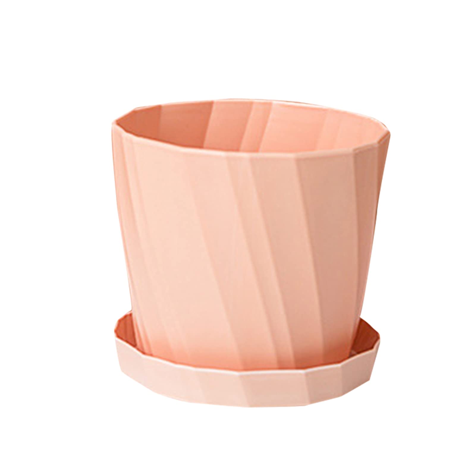 LEFUYAN Thick Plastic Flower Pot with Drainage Holes & Saucer - Modern Decorative Planter for Succulents, House Plants, Indoor & Outdoor Gardening - Perfect for Home, Office, Balcony Decor